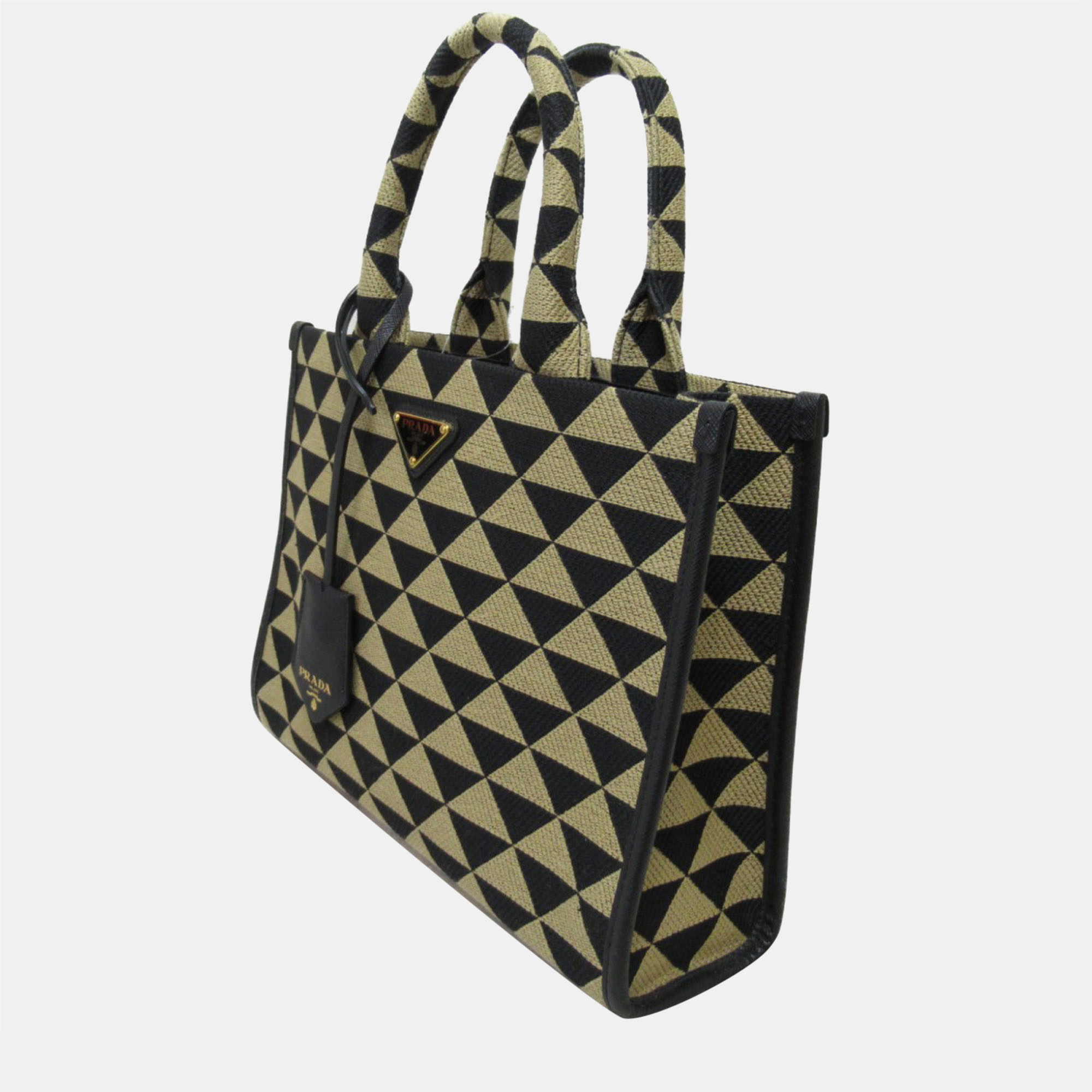 

Prada Black Canvas Symbole Triangolo Jacquard Tote Bag
