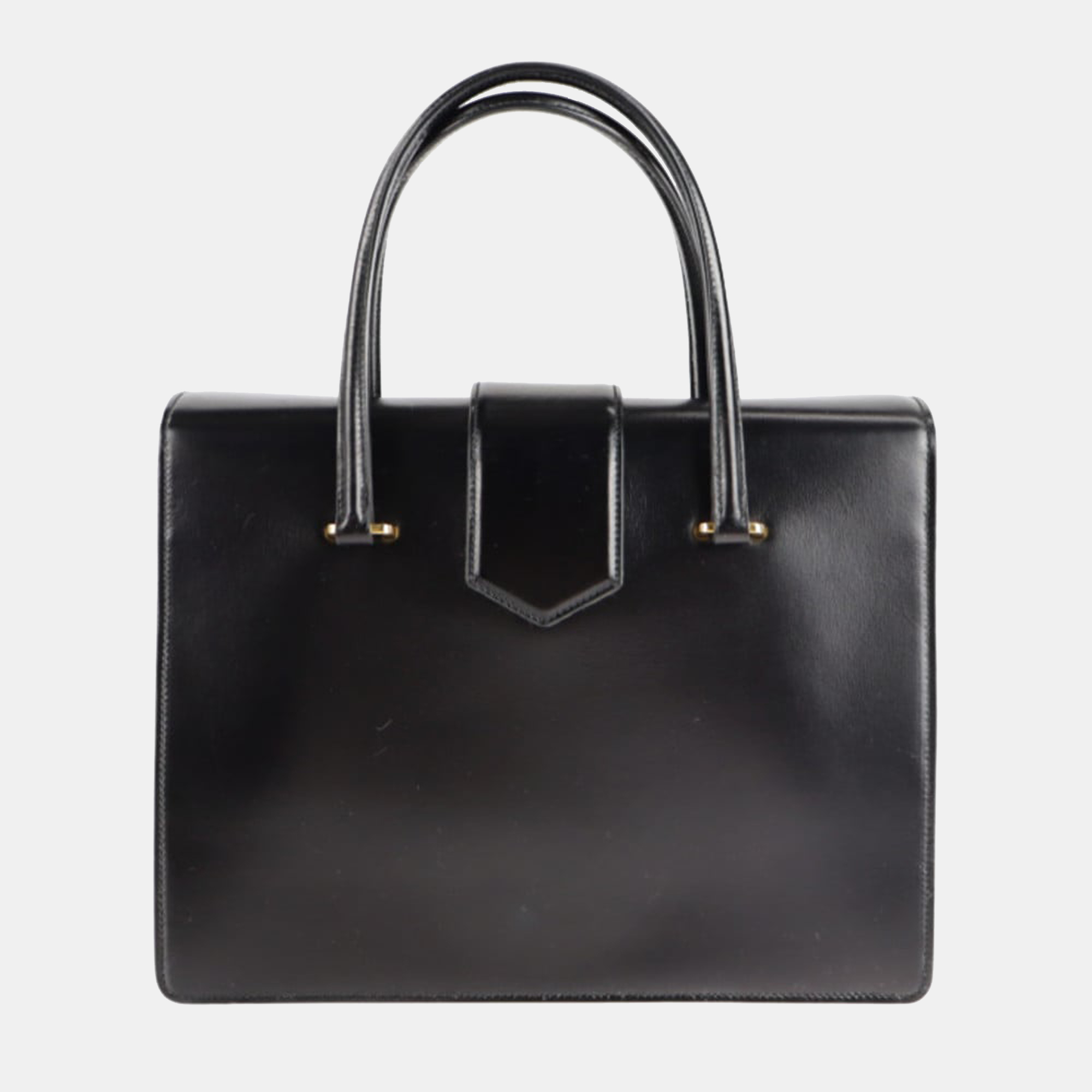 Prada Black Leather Turn-Lock Flap Tote Bag