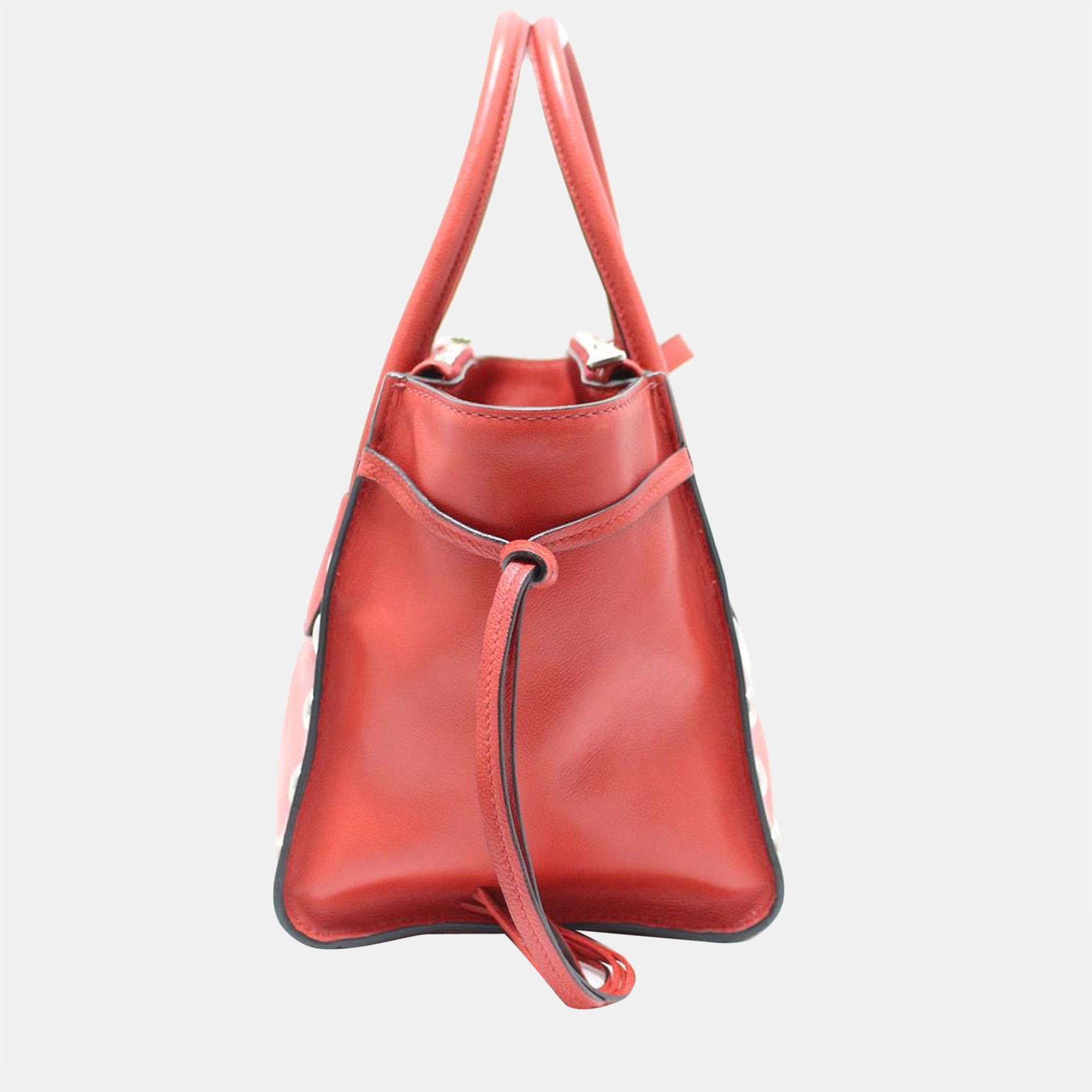 

Prada Red Glace Calf Leather Studded Twin Pocket Tote Bag