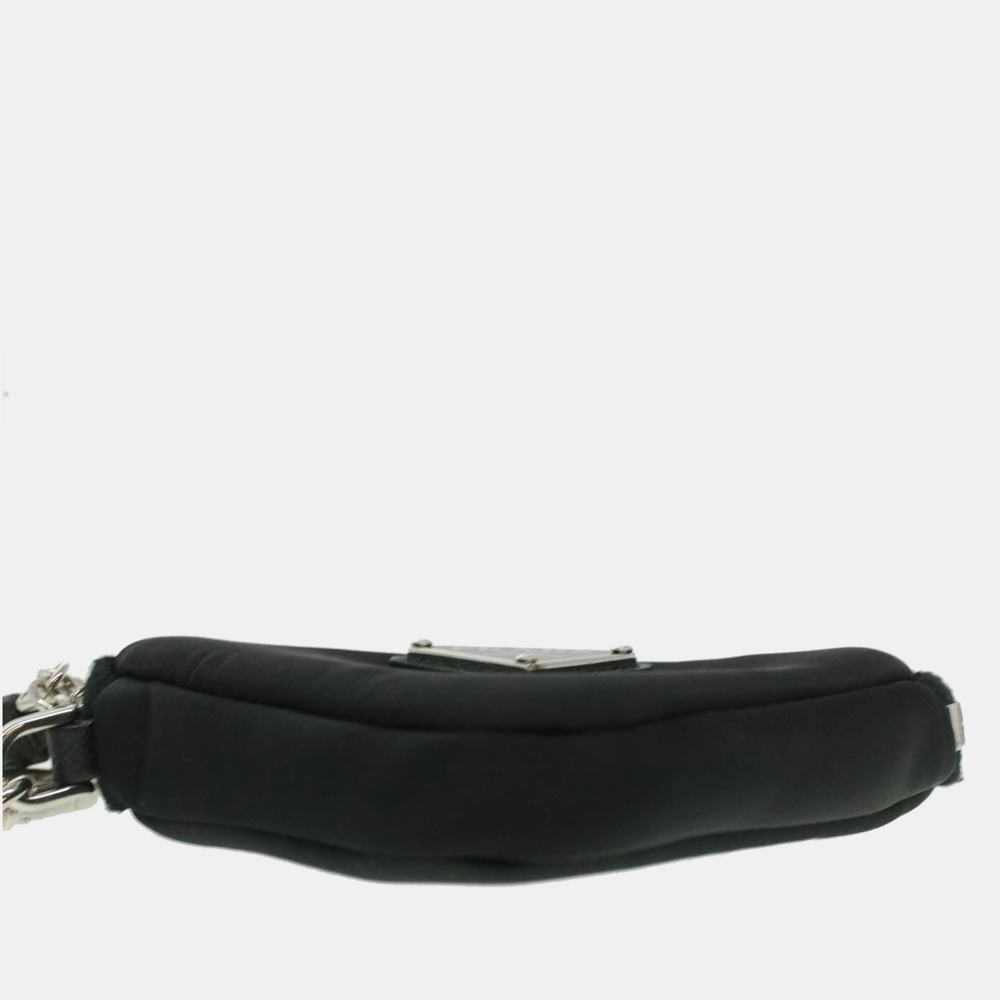 Prada Black Nylon Re Edition Triangle Clutch Bag