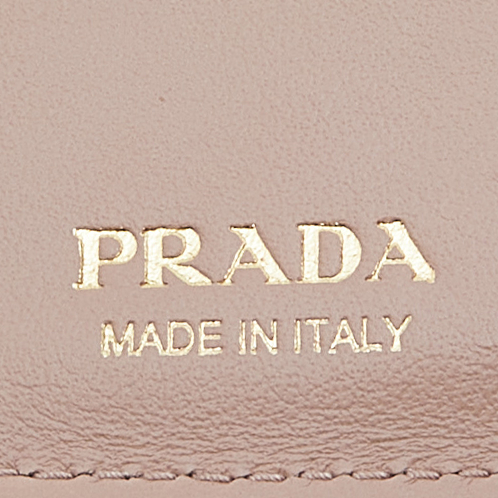 Prada Beige Leather Cahier Trifold Wallet