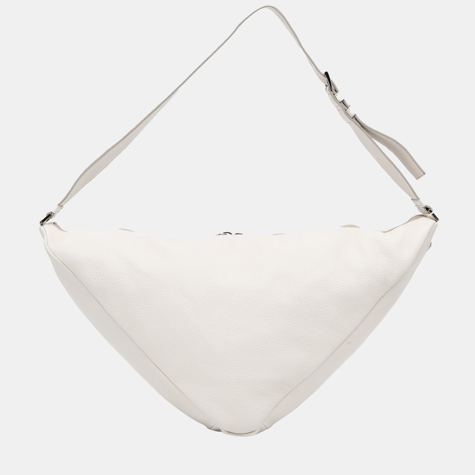 Prada White Vitello Daino Triangle Crossbody Bag