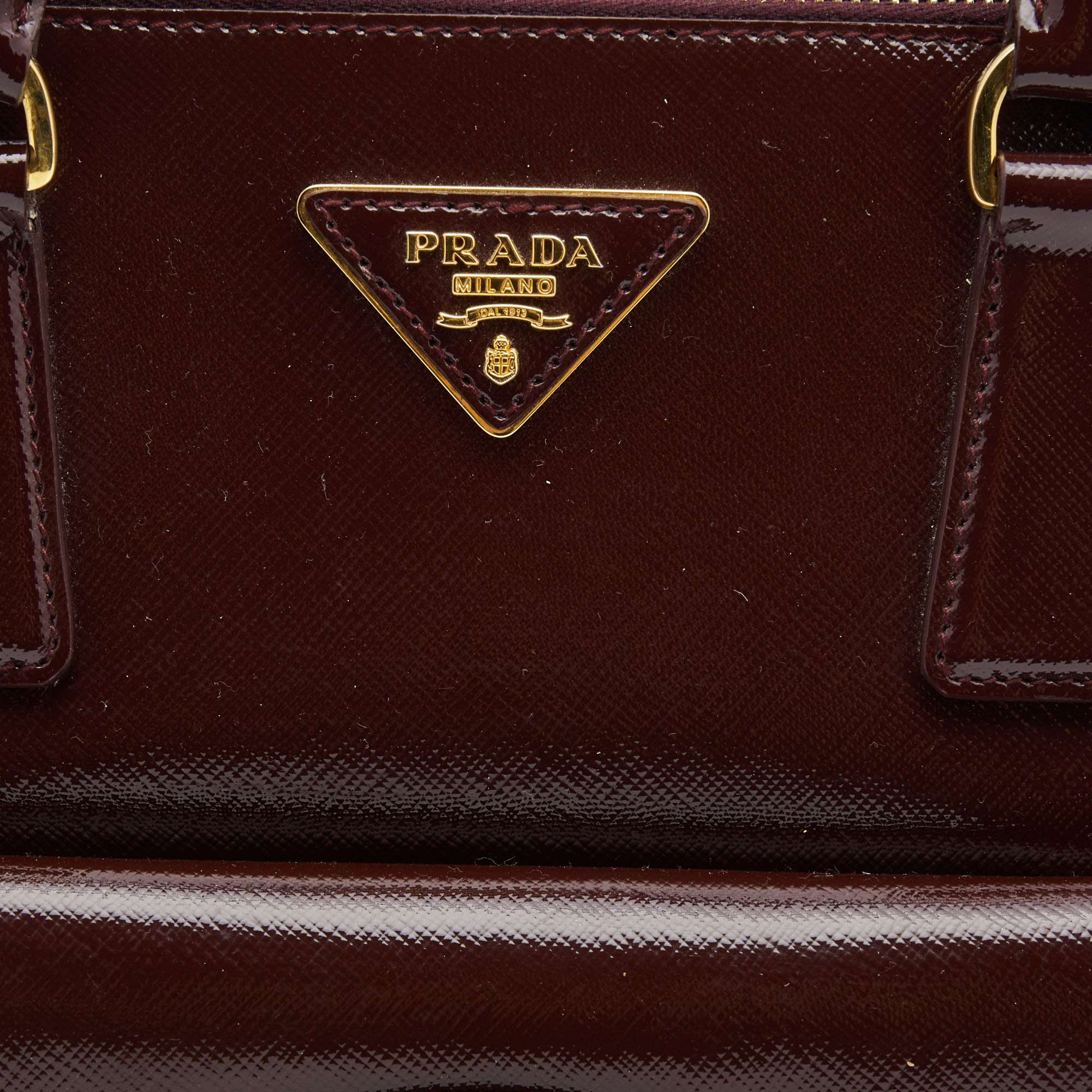 Prada Burgundy Saffiao Patent Leather Cargo Pocket Tote