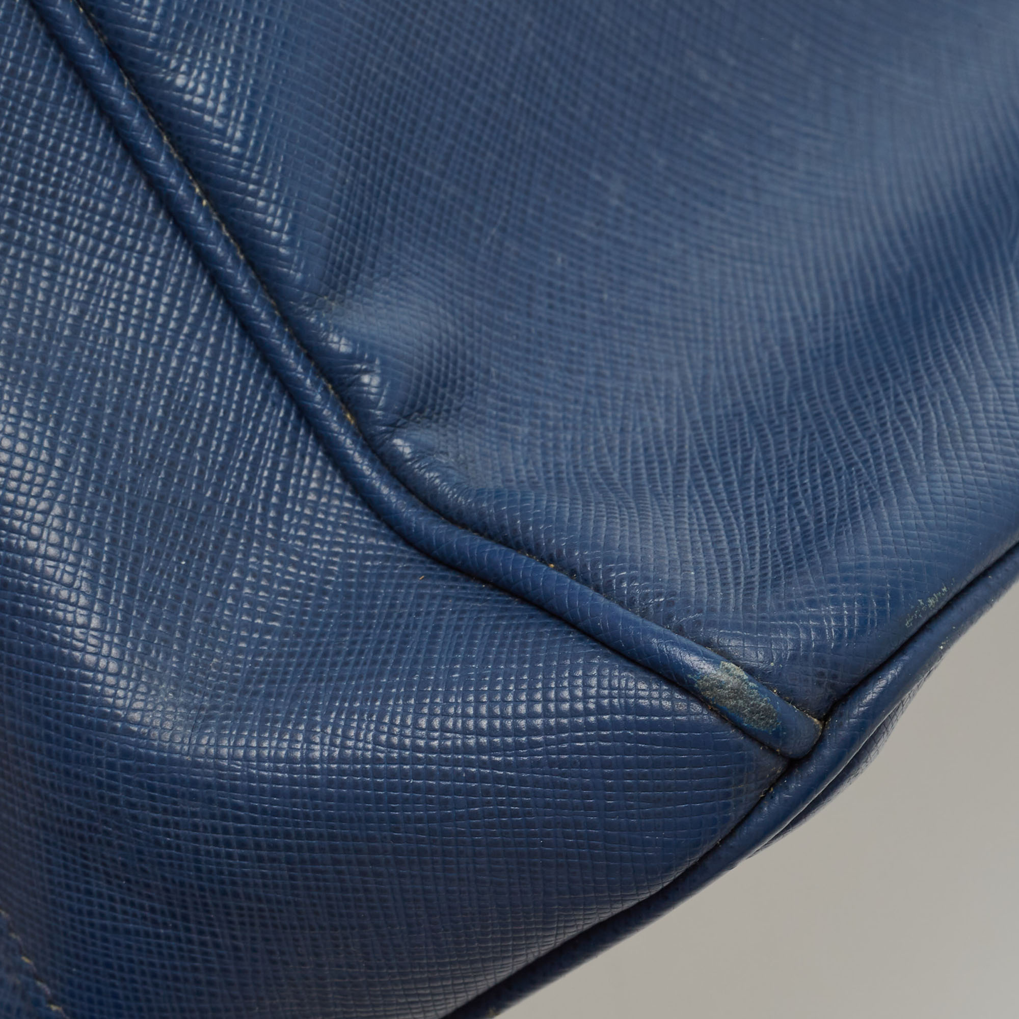 Prada Navy Blue Saffiano Lux Leather Medium Double Zip Tote