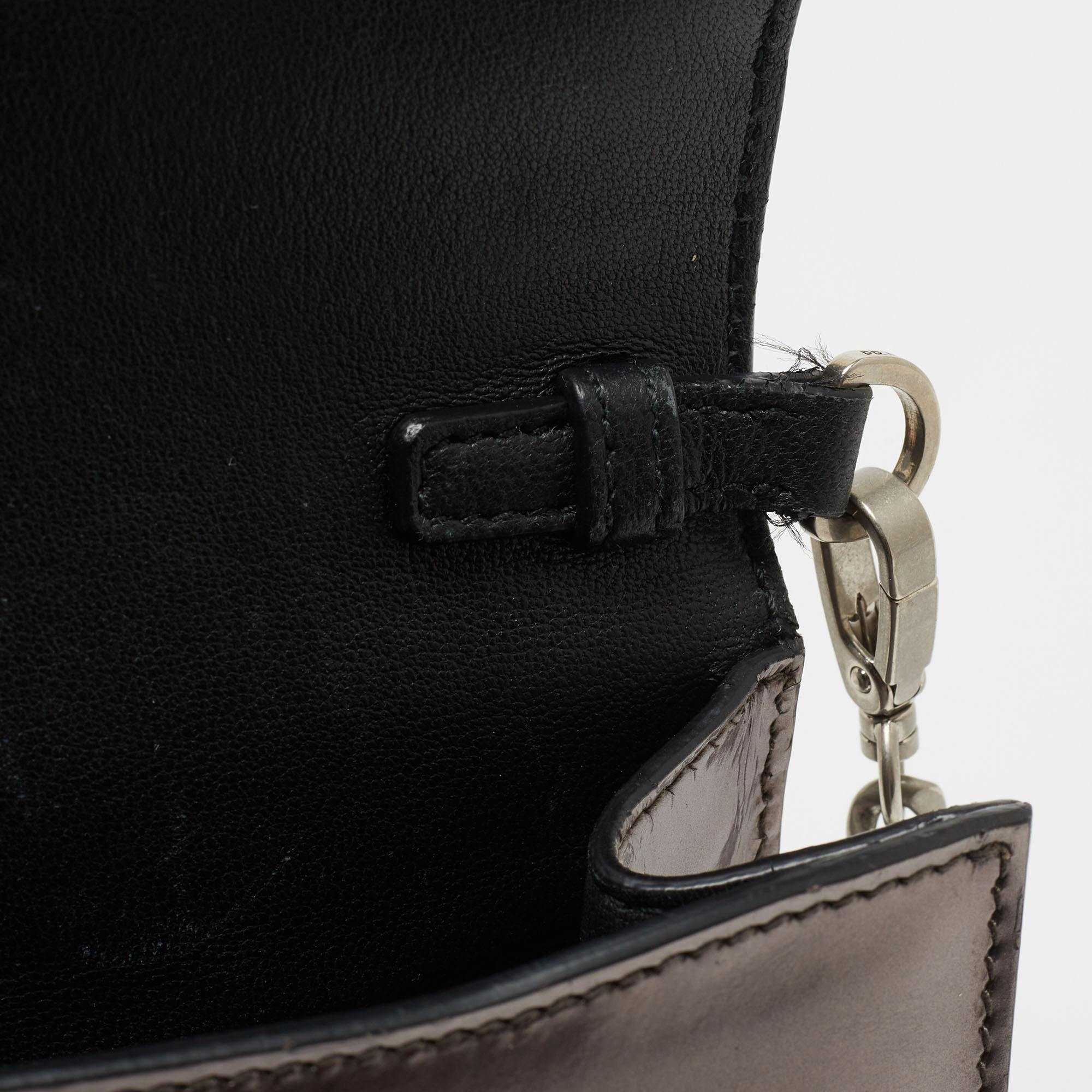 Prada Black/Metallic Saffiano Lux And Patent Leather Cahier Bag
