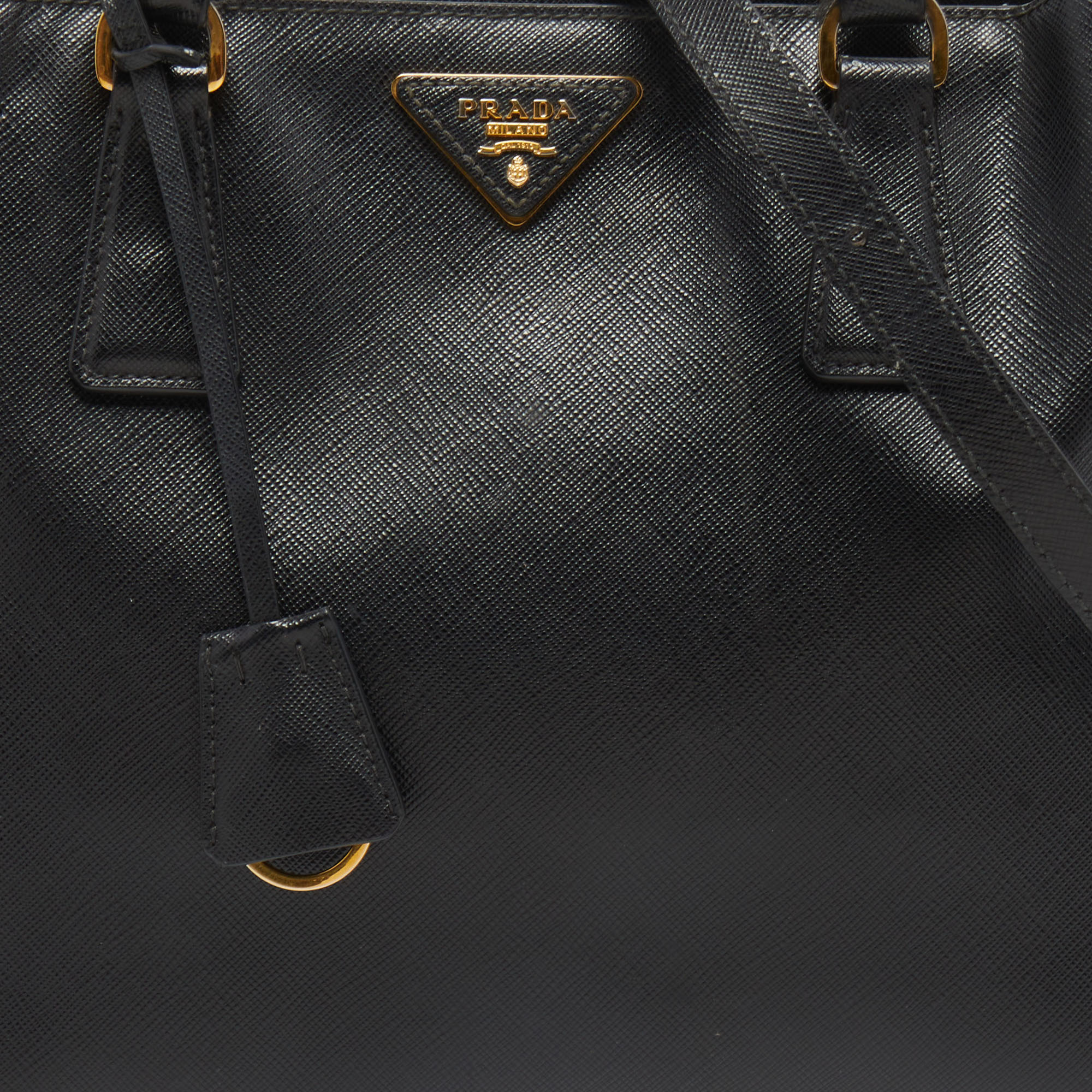 Prada Black Saffiano Leather Zip Galleria Tote