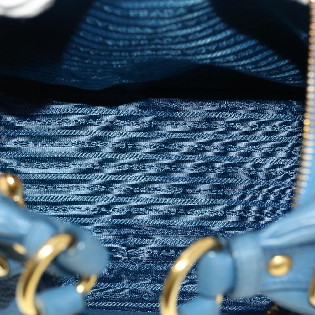 Prada Blue Leather Logo Bag