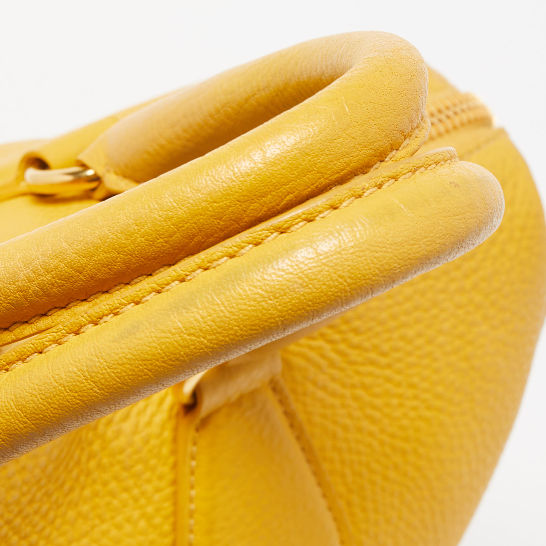 Prada Yellow Vitello Daino Leather Dome Satchel