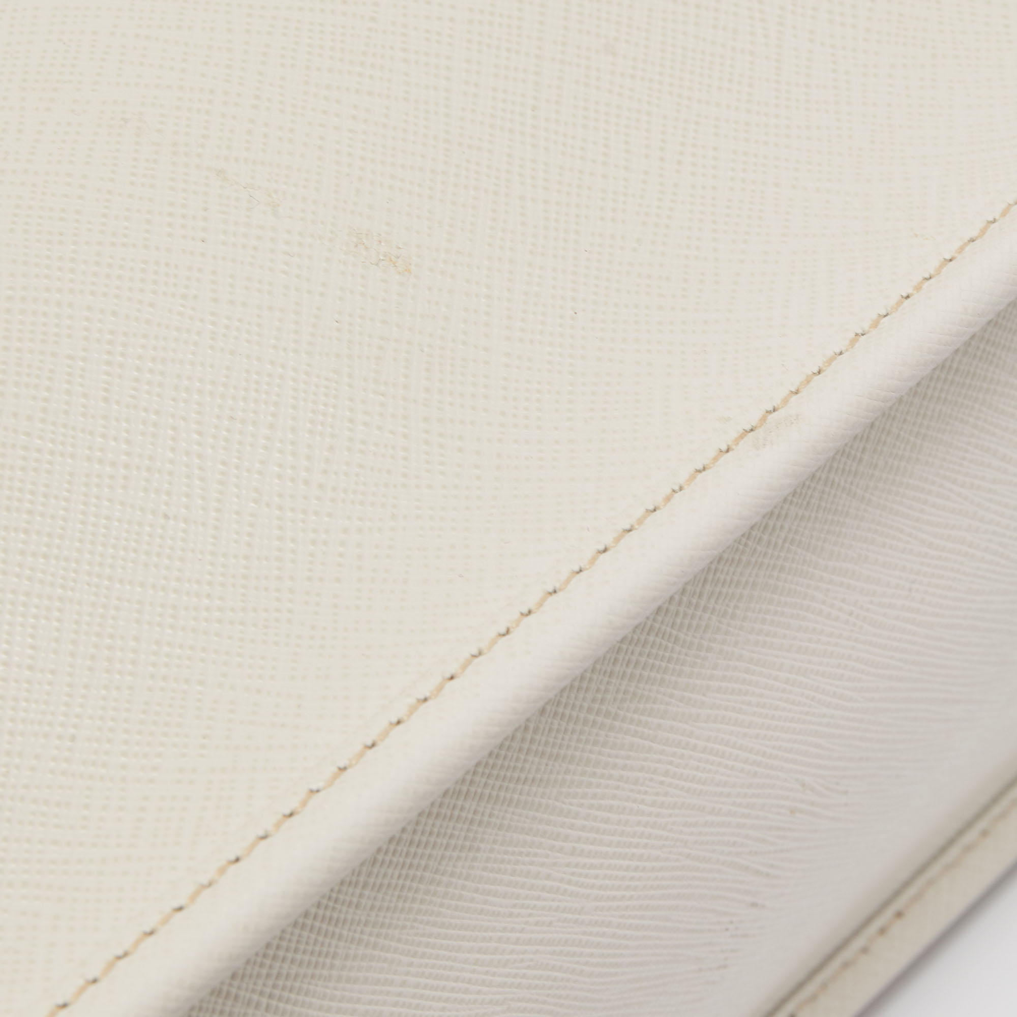 Prada White Saffiano Lux Leather Frame Tote