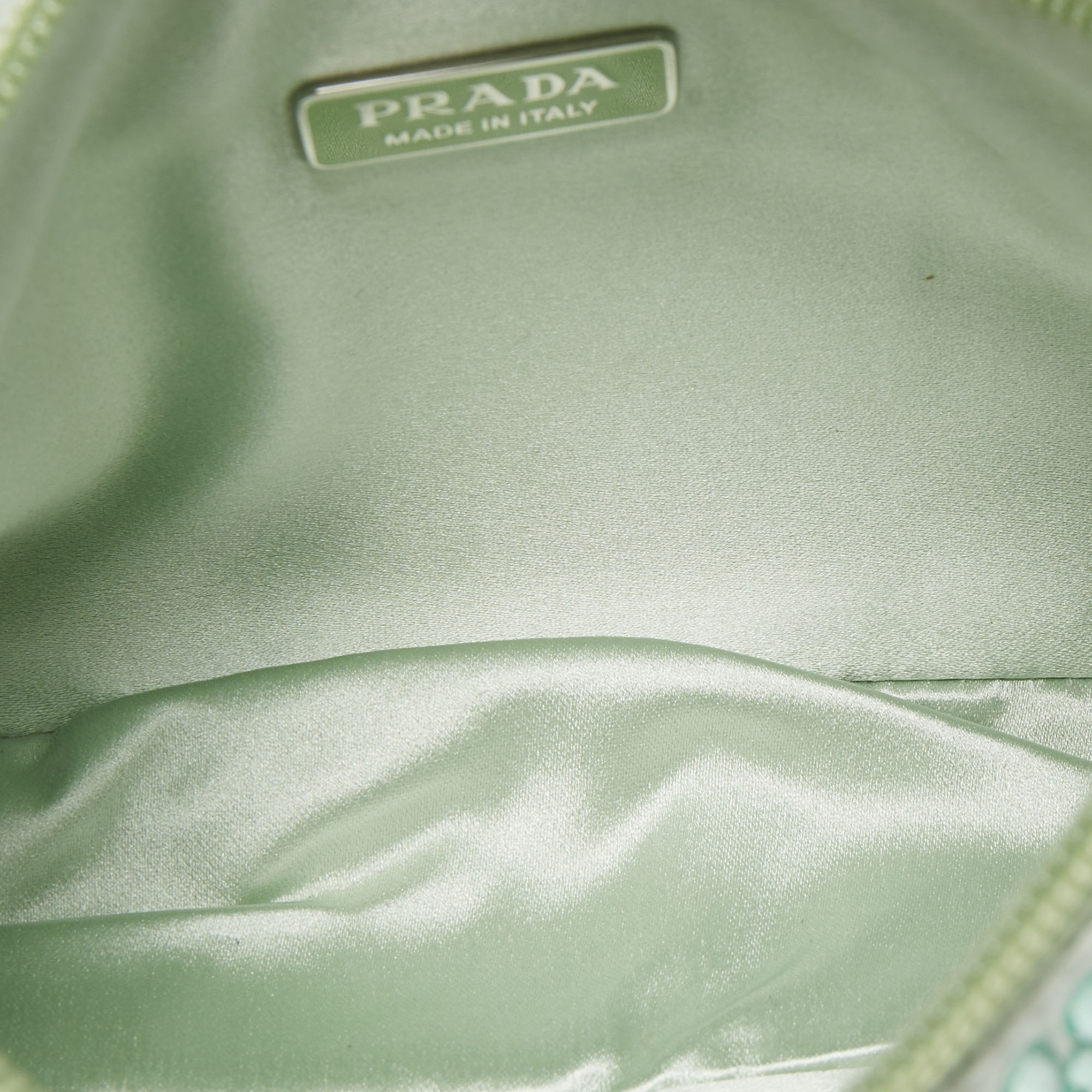 Prada Mint Green Satin Crystals Re-Edition 2000 Baguette Bag