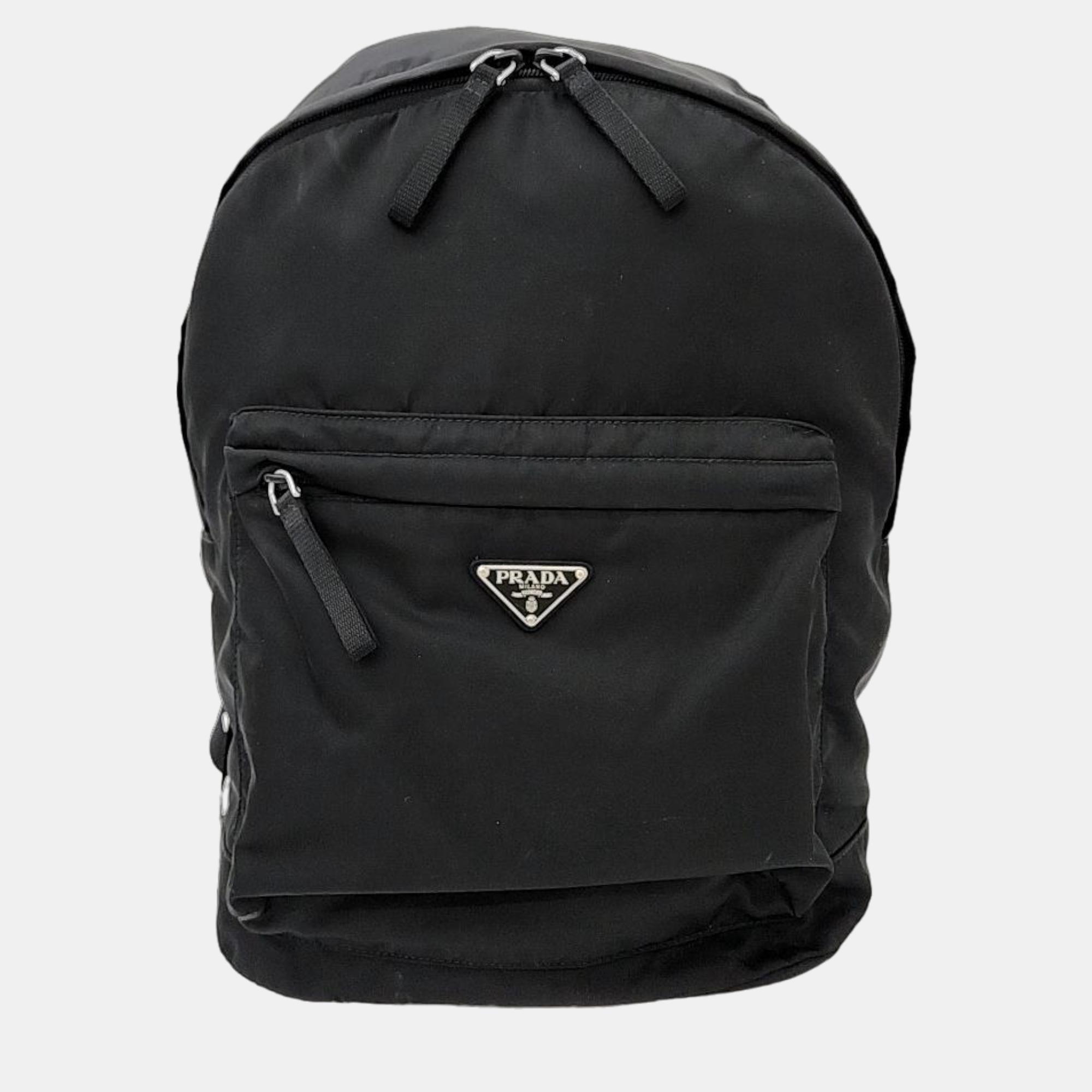 Prada Black Nylon Tessuto Backpacks