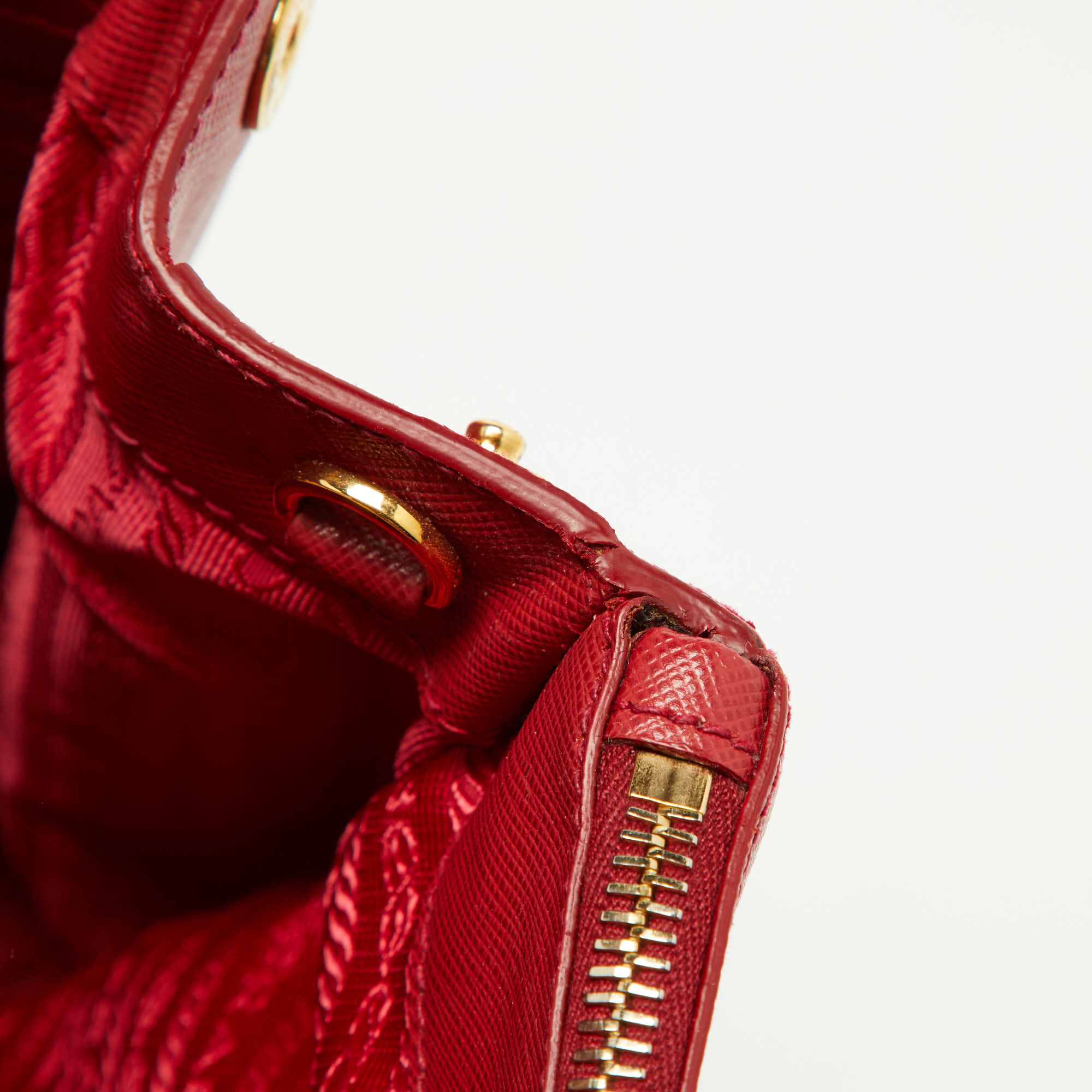 Prada Red Saffiano Lux Leather Medium Double Zip Tote