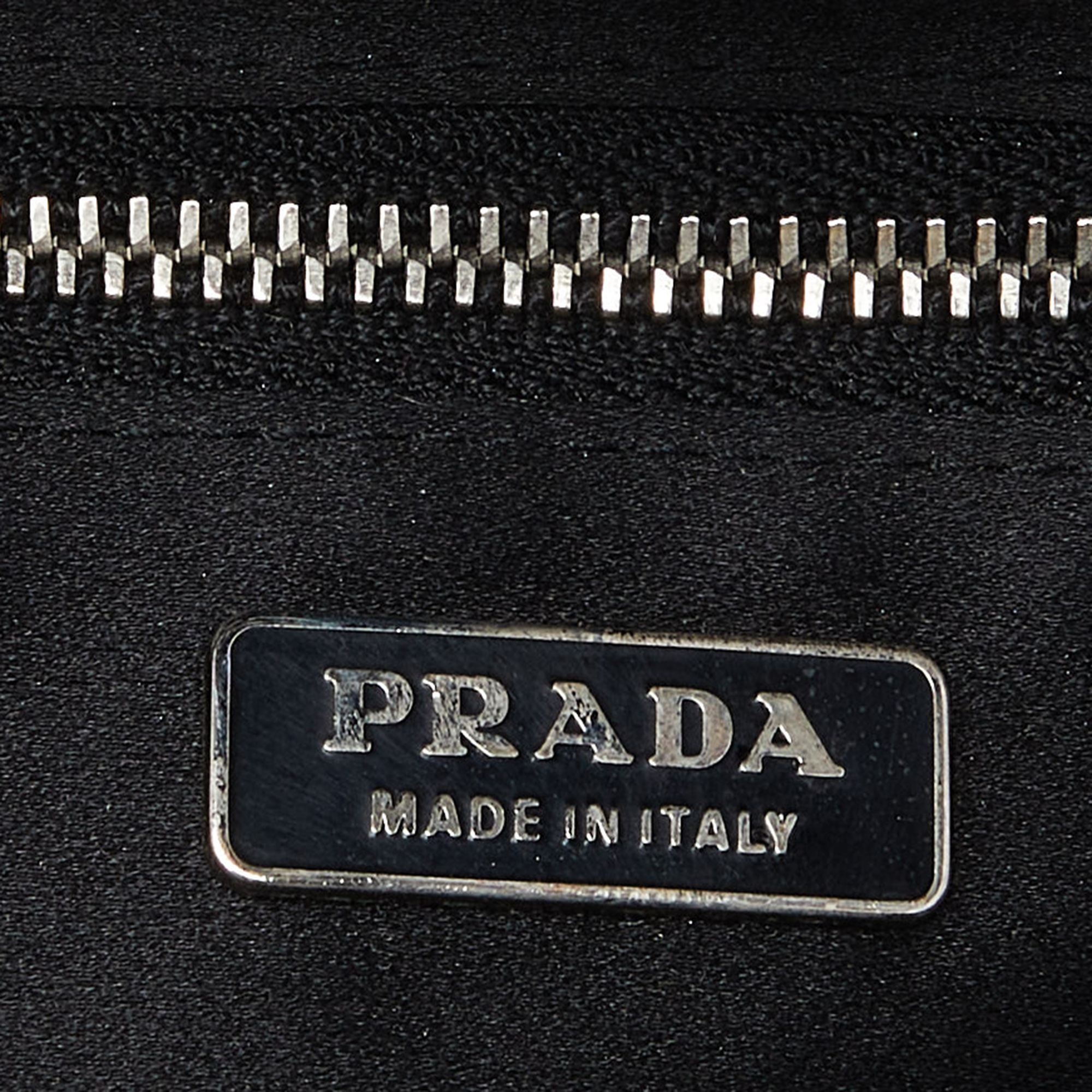 Prada Brown/Beige Embroidered Fabric Frame Clutch