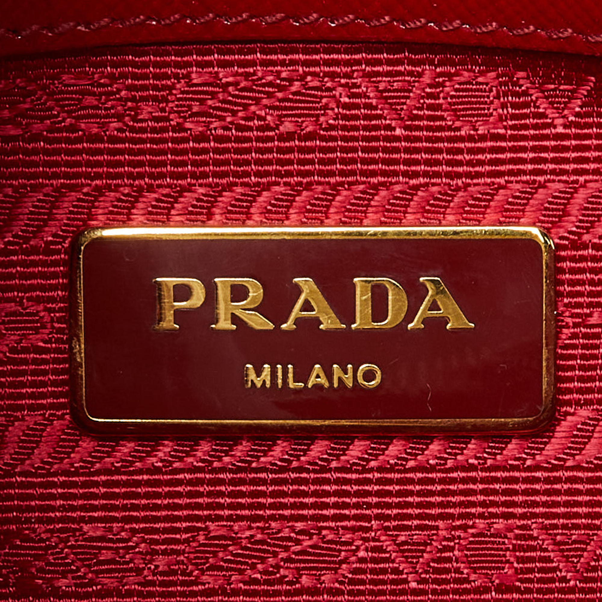 Prada Red Saffiano Patent Leather Small Promenade Satchel