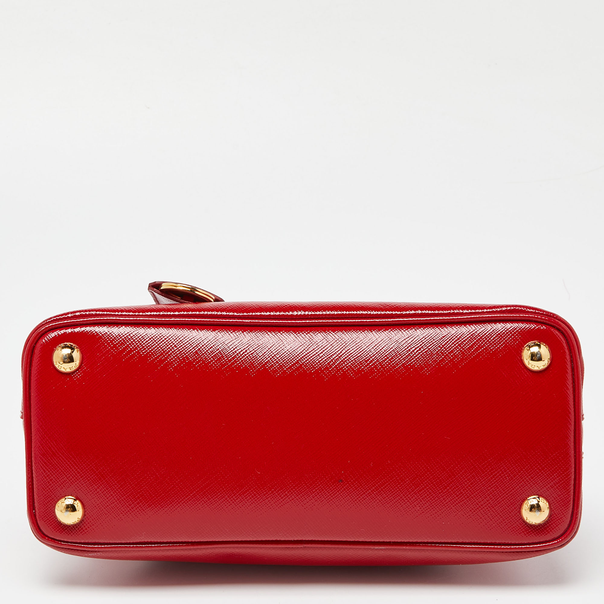 Prada Red Saffiano Patent Leather Small Promenade Satchel