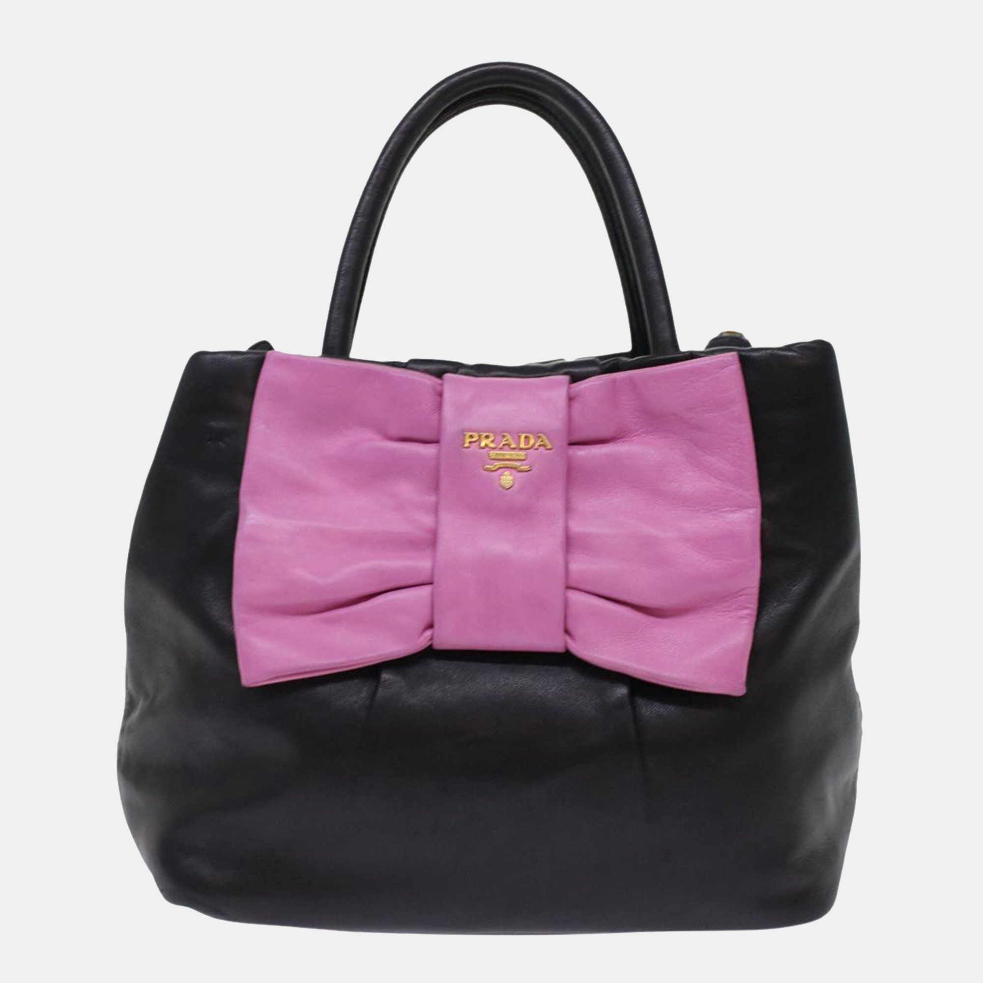 Prada Black Leather Ribbon Handbag