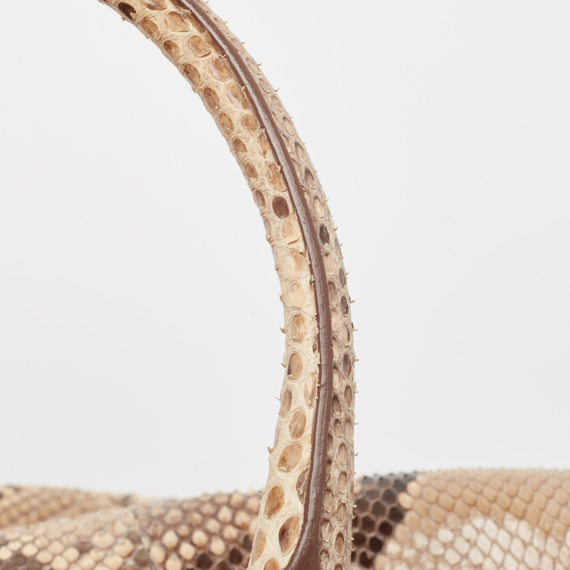 Prada Brown Python Frame Handle Bag