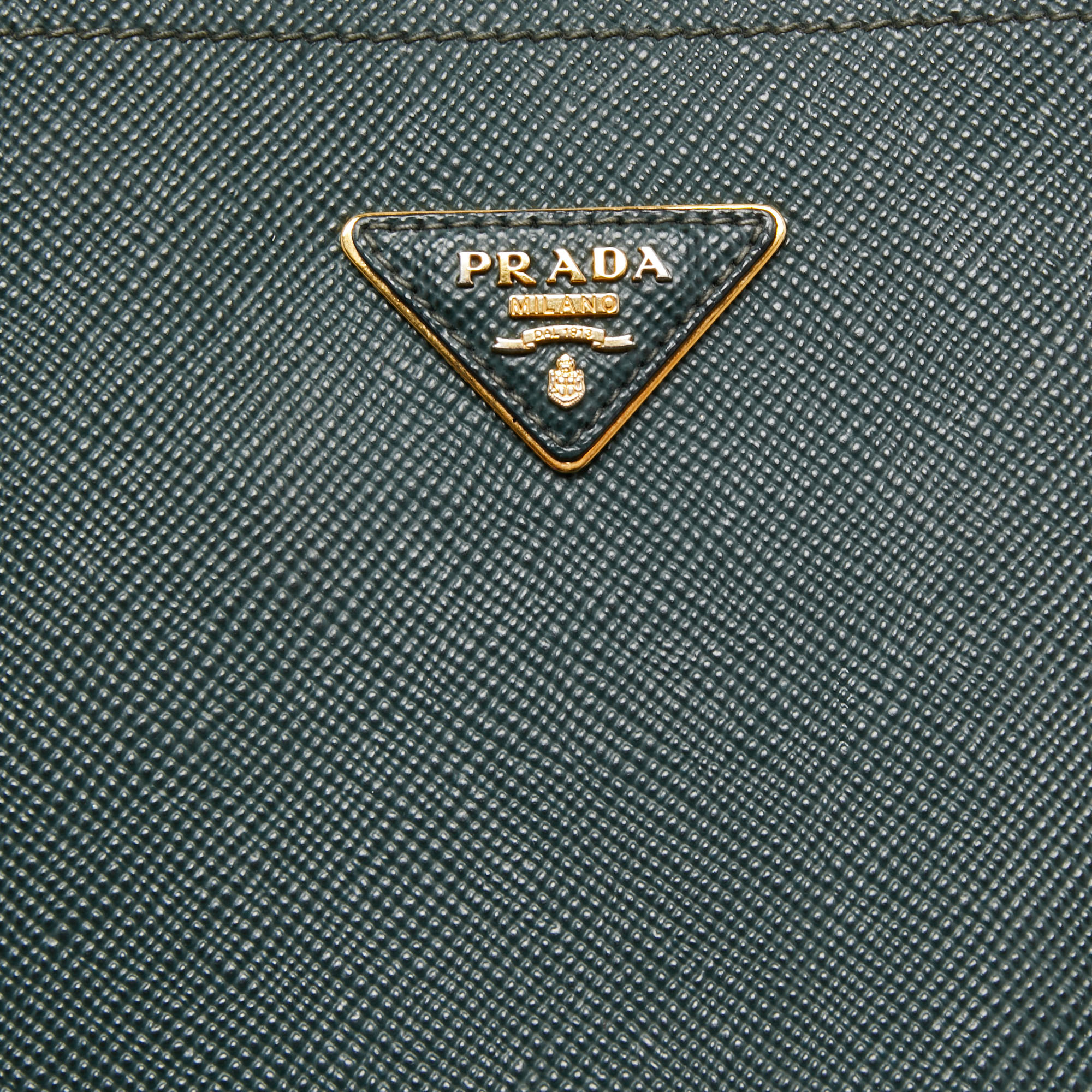 Prada Dark Green Saffiano Leather Small Panier Bag