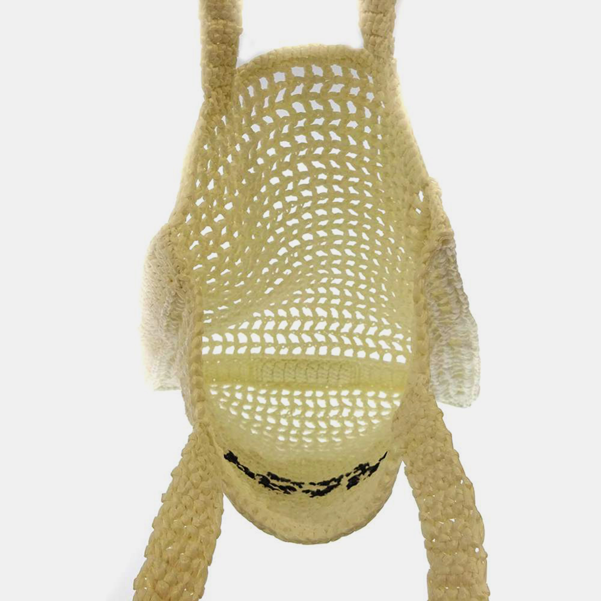 Prada White Raffia Crochet Tote Bag
