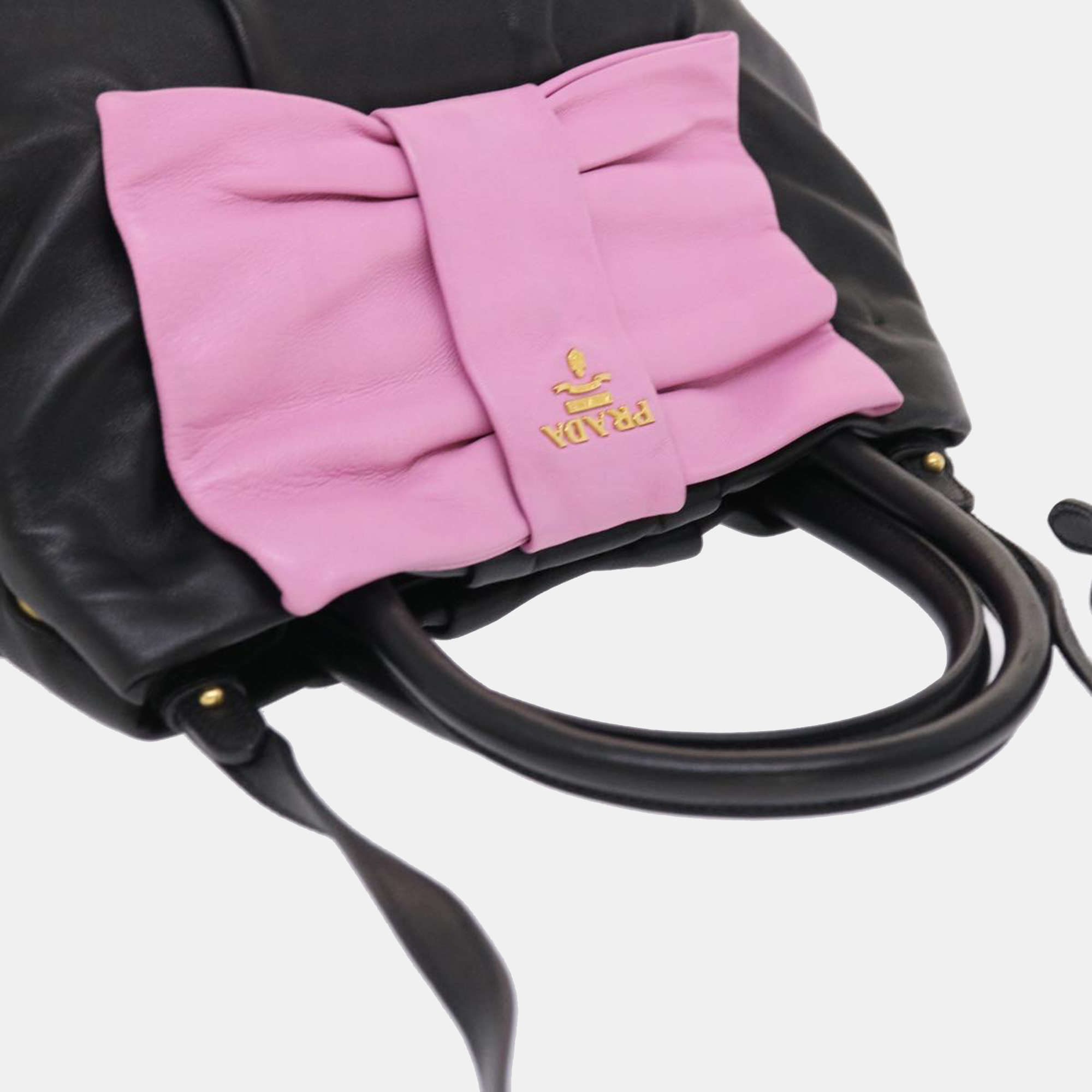 Prada Black Leather Ribbon Handbag