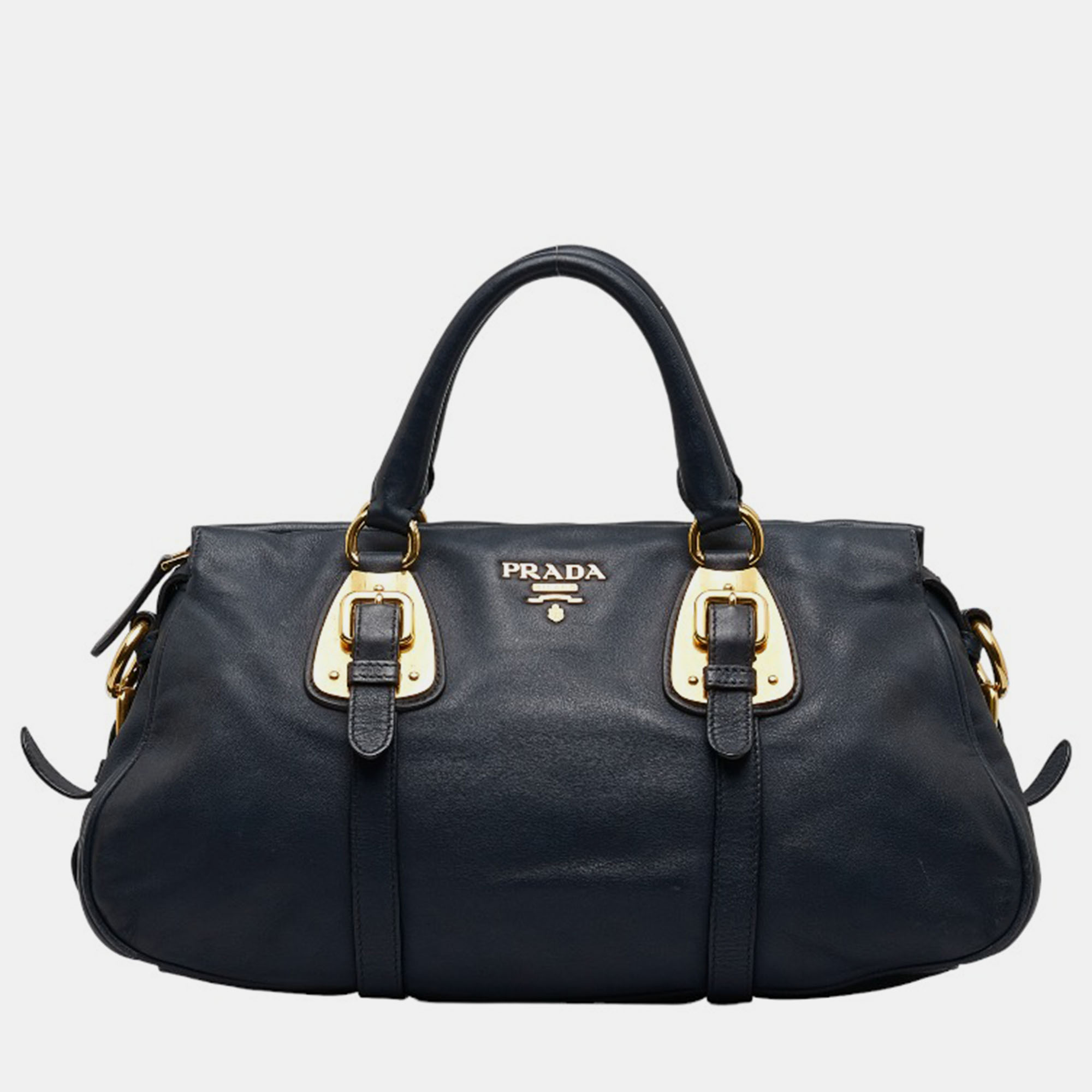 Prada Black Leather Logo Handbag