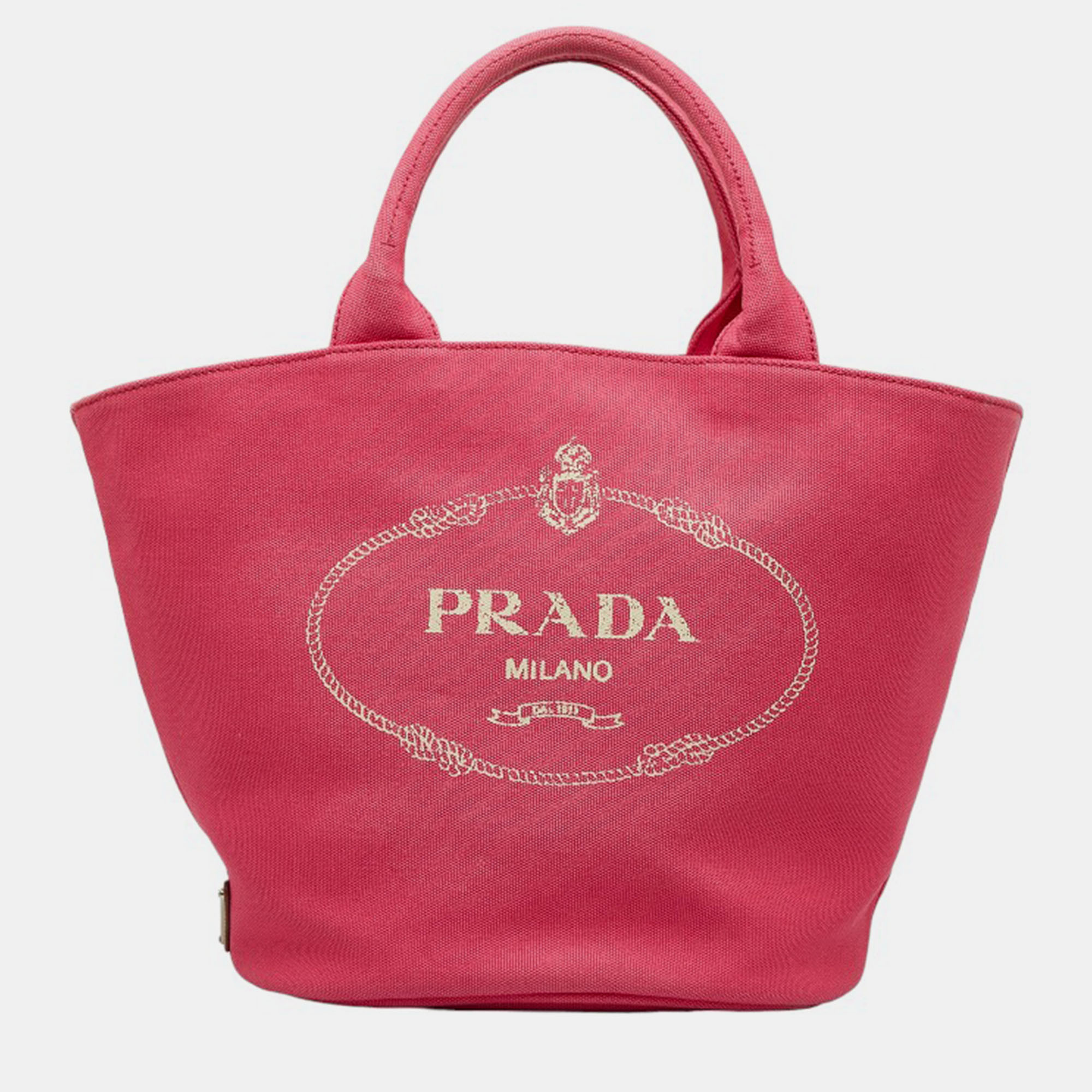 Prada Pink Canvas Canapa Logo Tote Bag With Pouch