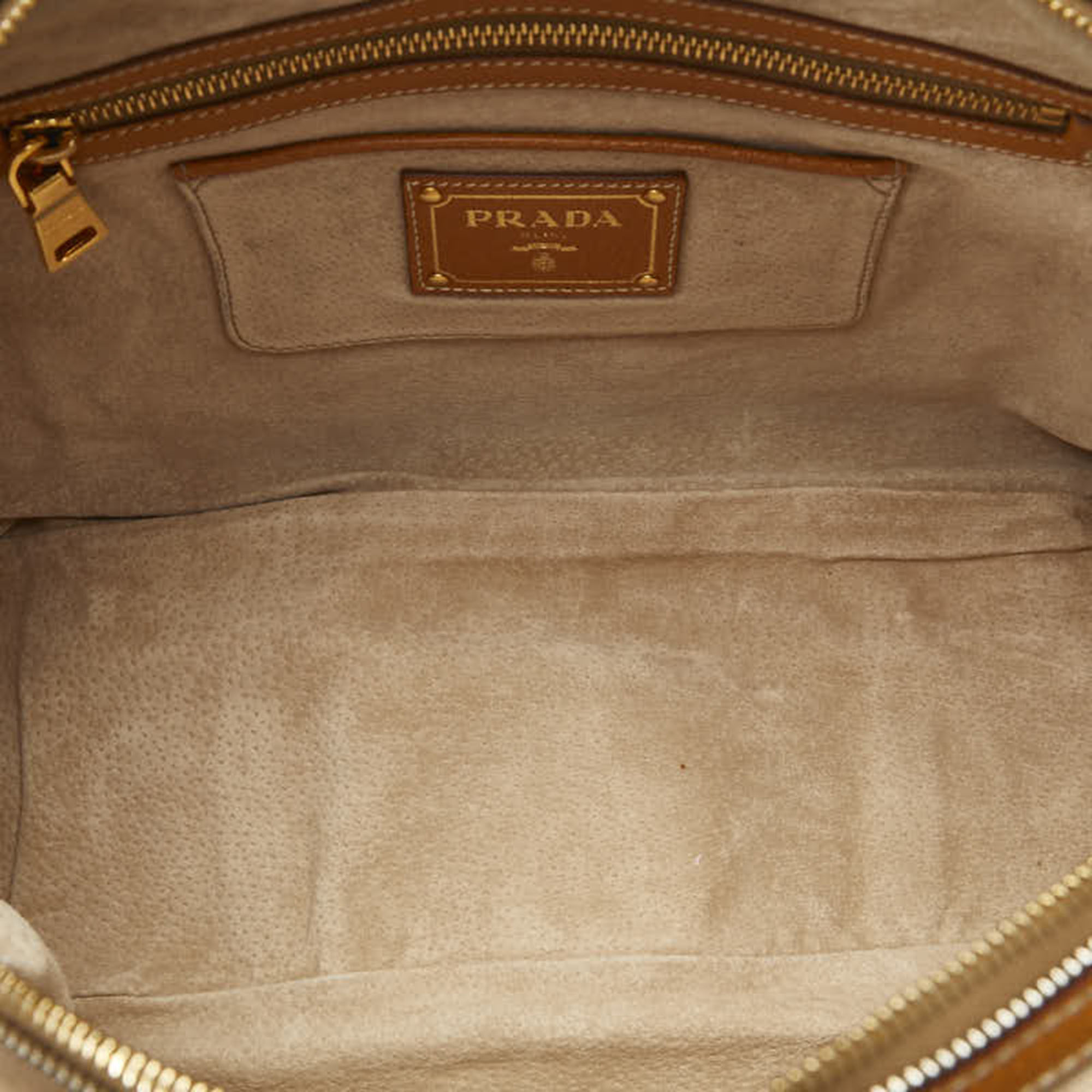 Prada Brown Canvas Leather Trimmed Canapa Handbag
