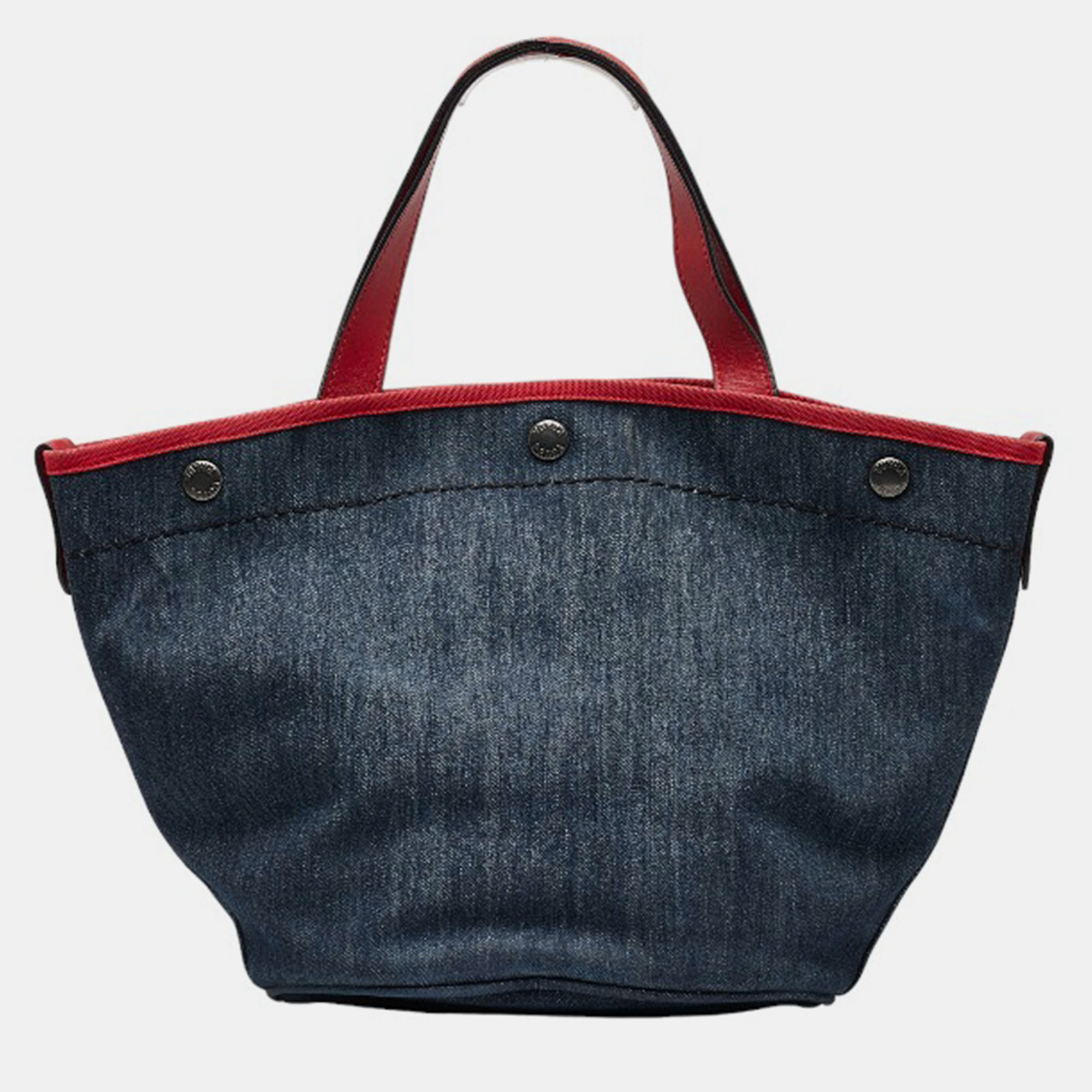 Prada Blue Denim Leather Logo Bag