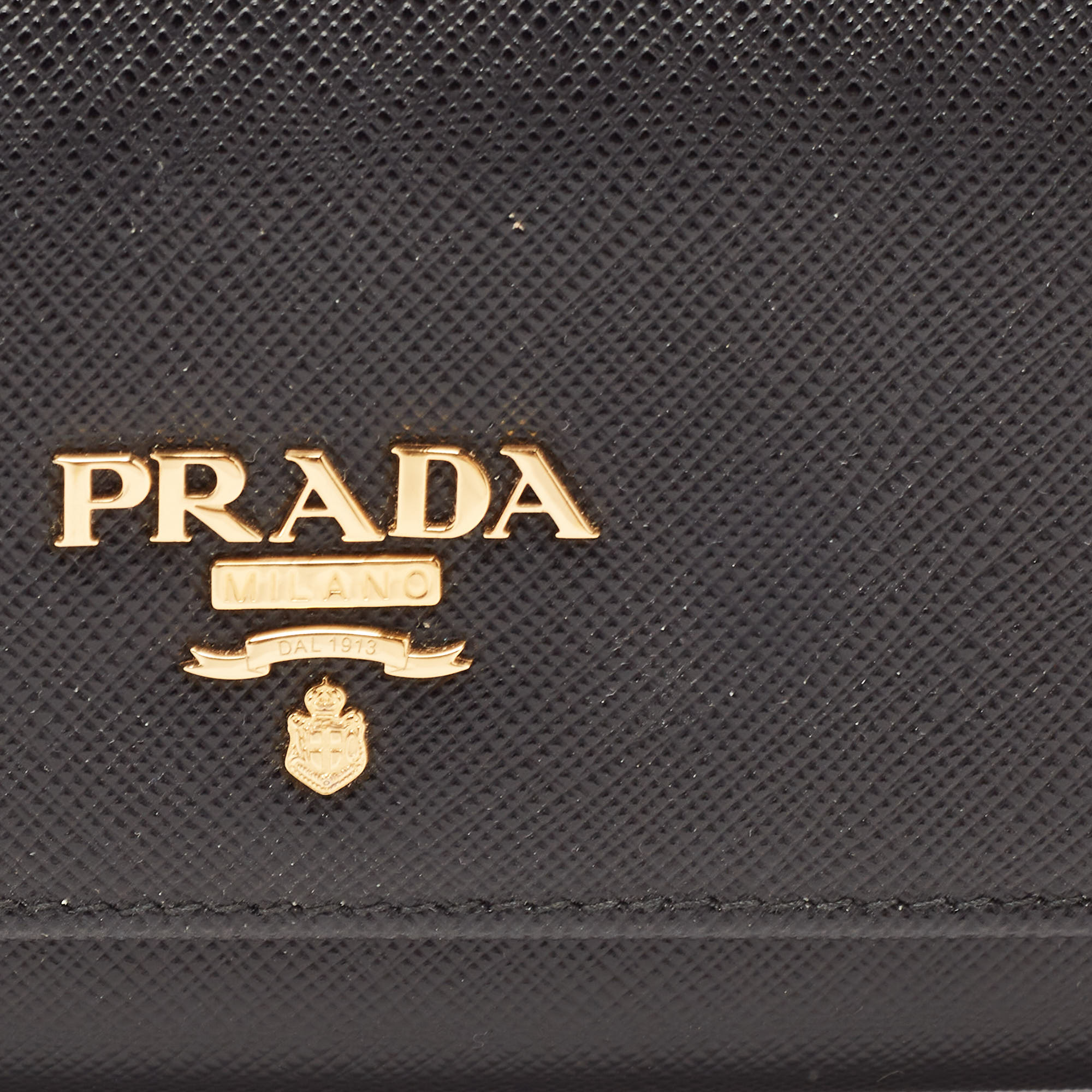Prada Black Saffiano Leather Flap Continental Wallet