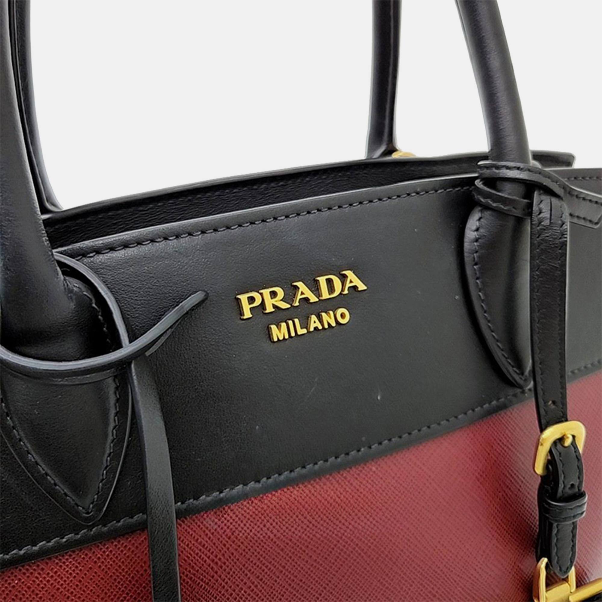 Prada  Red/Black Tote And Shoulder Bag