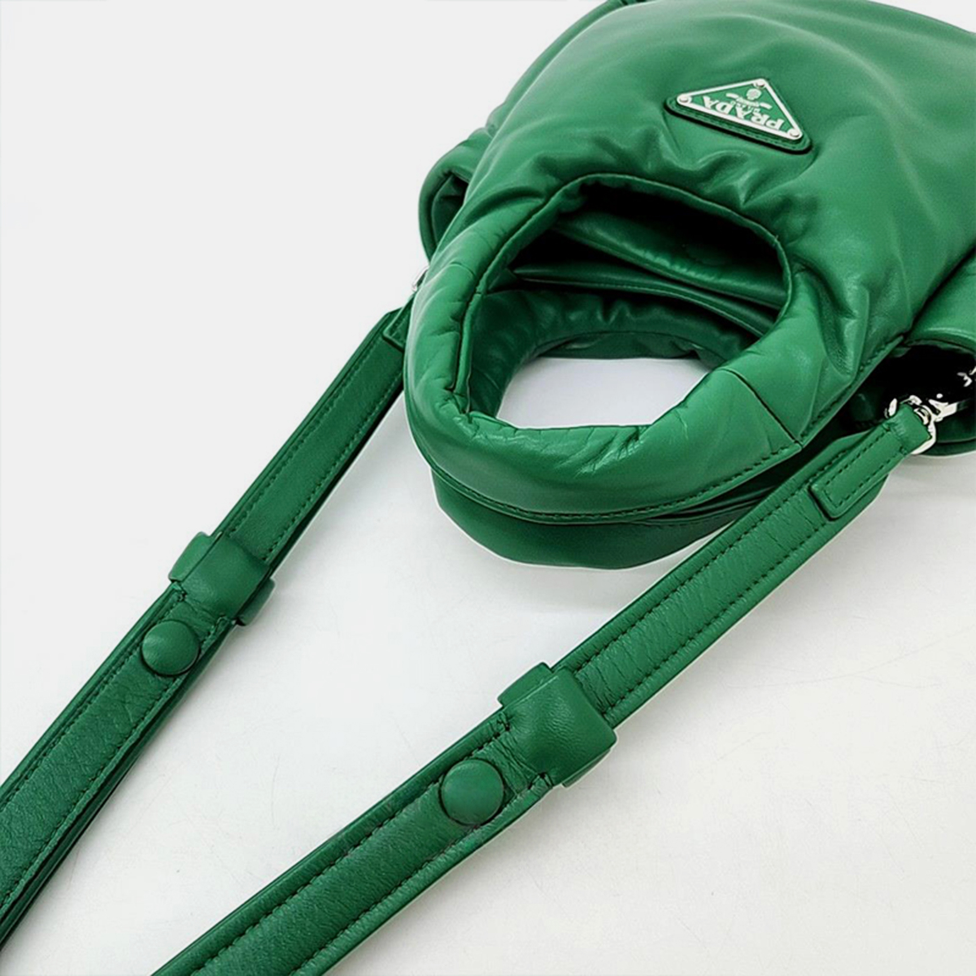 Prada Green Padded Soft Nappa Small Tote Bag