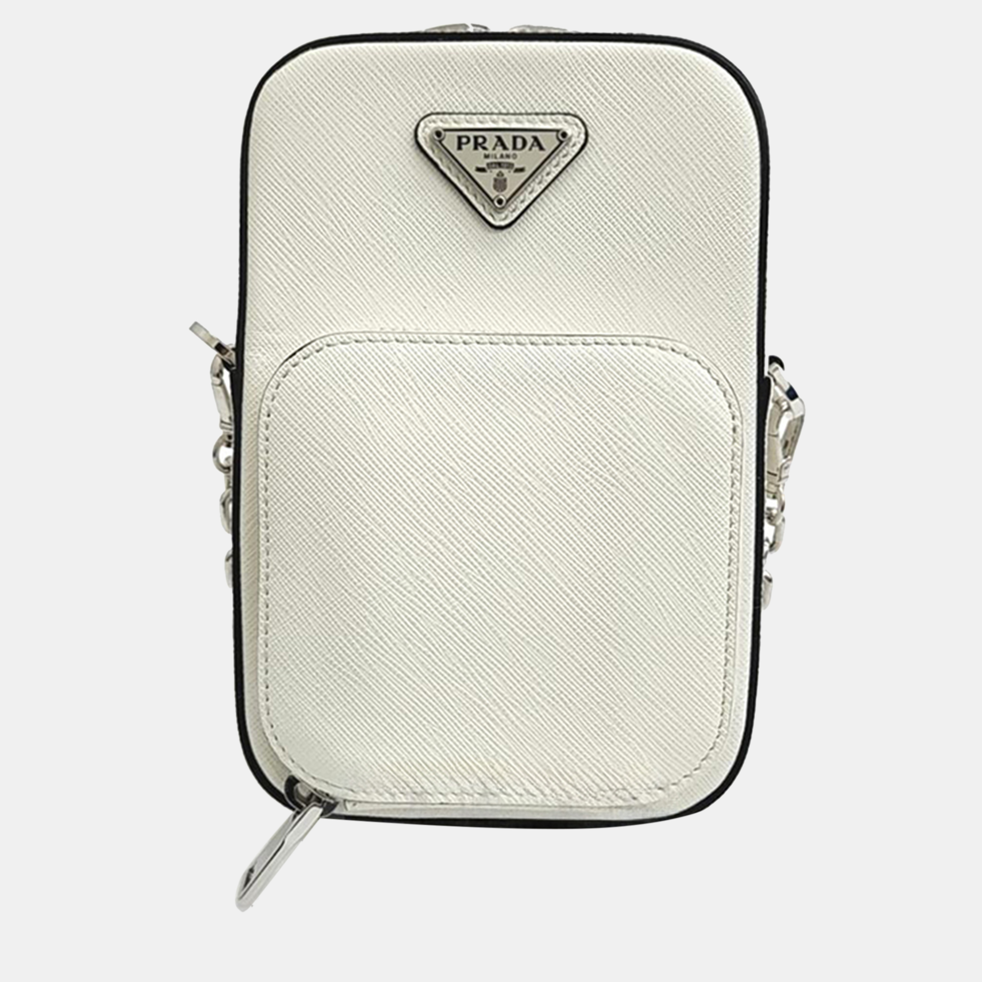 Prada  White Saffiano Mini Shoulder Bag