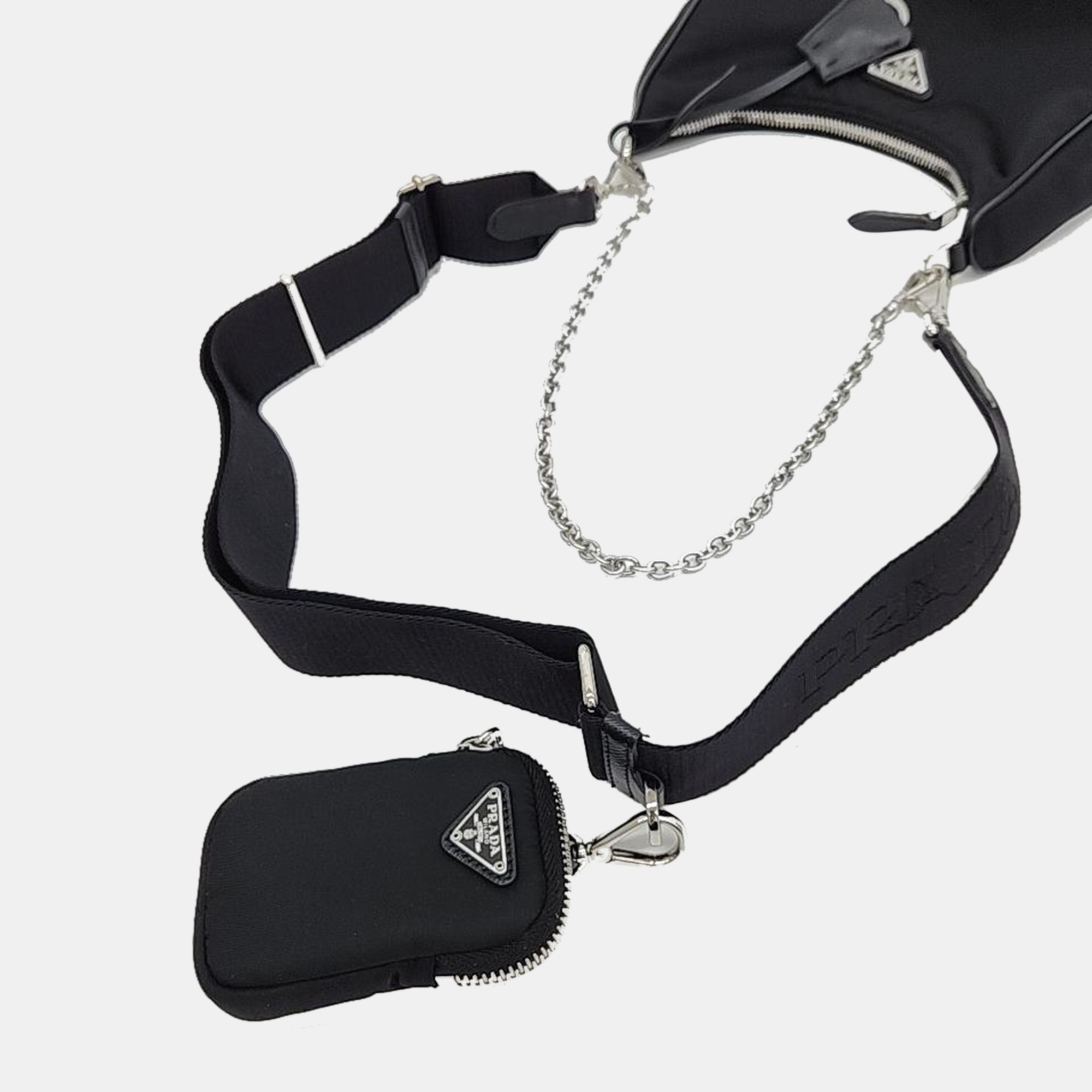 Prada Re-Nylon Tesuto Chain Strap Hobo Bag (1BH204)