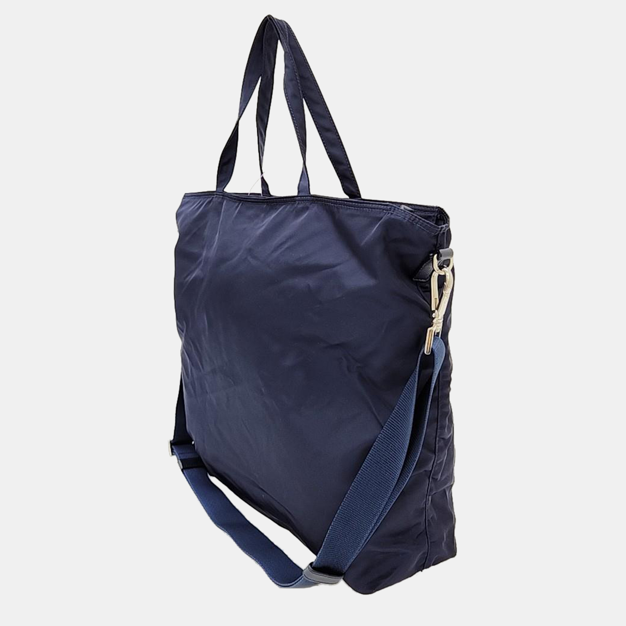 Prada Navy Blue Nylon Tote And Shoulder Bag