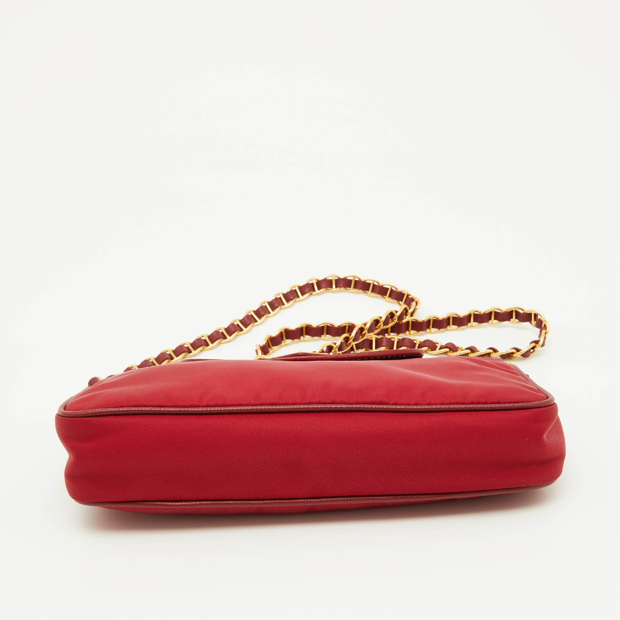 Prada Red Nylon And Saffiano Leather Crossbody Bag