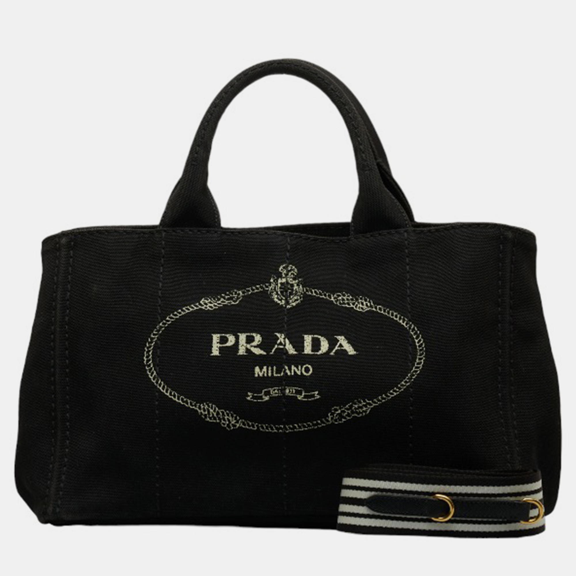 Prada Black Canvas Canapa Logo Handbag