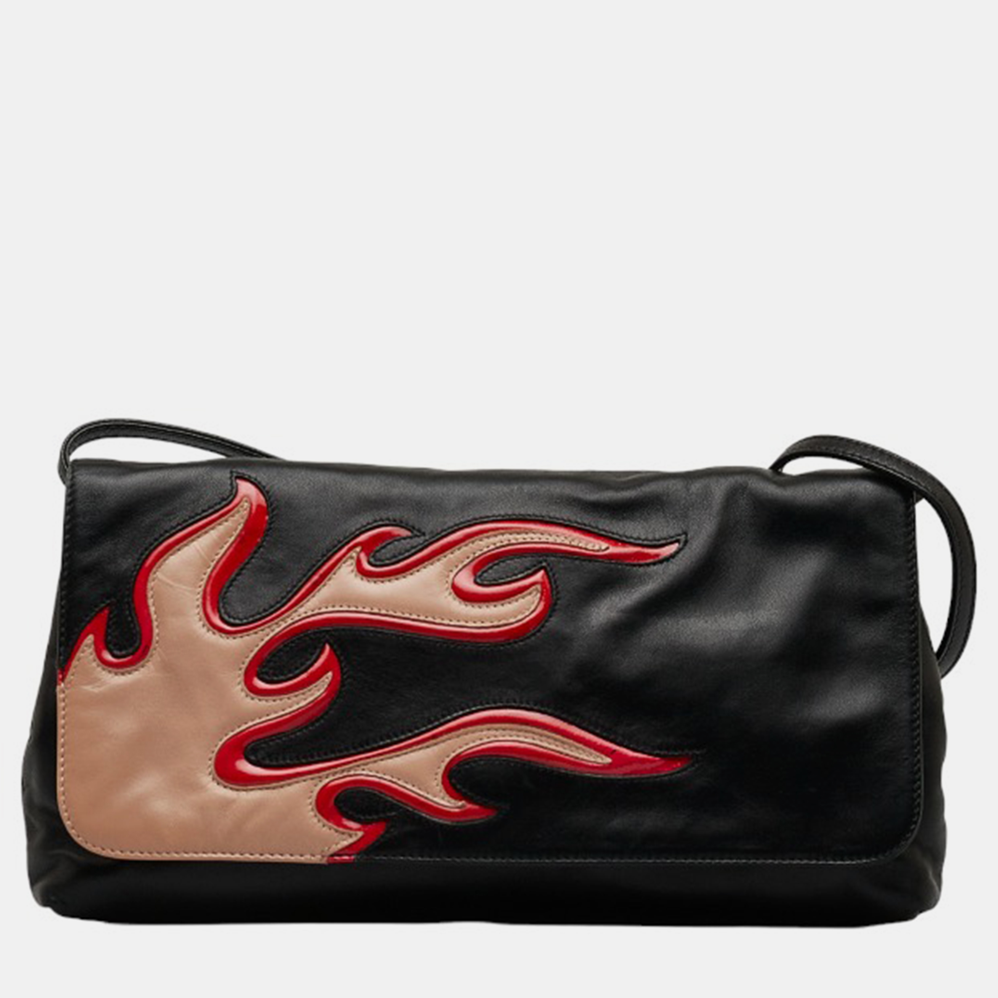 Prada Black Nappa Flame Crossbody Bag