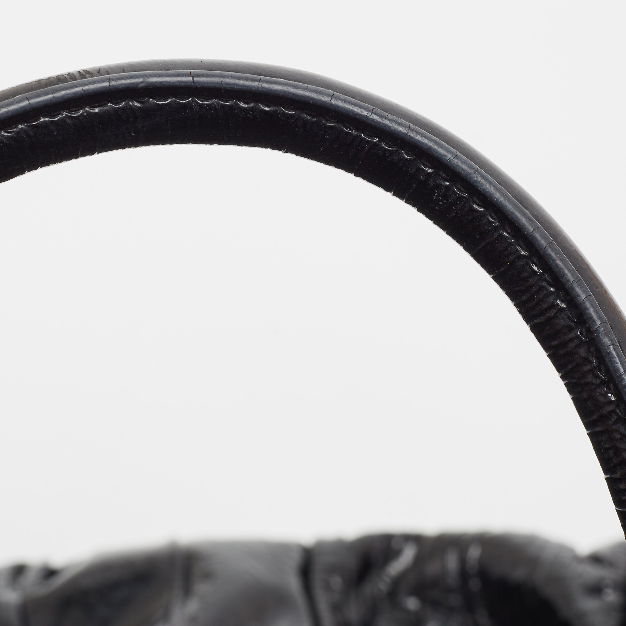 Prada Black Gaufre Patent Leather Large Tote