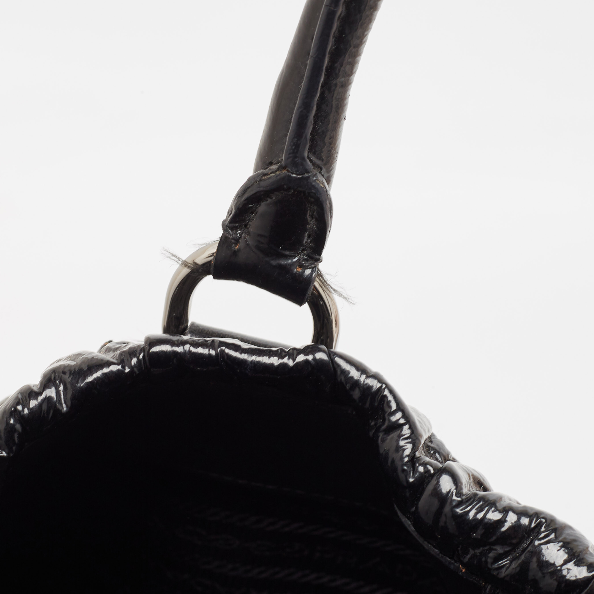 Prada Black Gaufre Patent Leather Large Tote