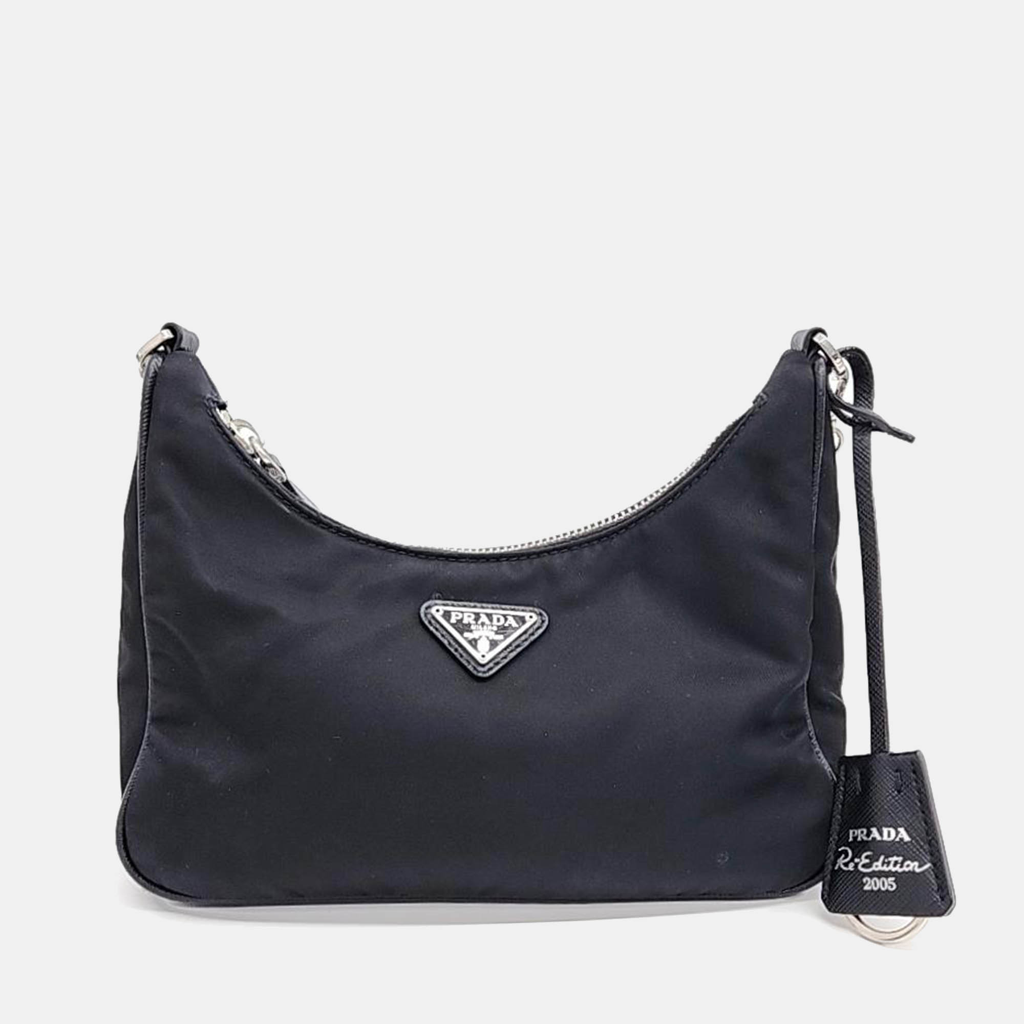 

Prada Tessuto Chain Strap Hobo Bag (1BH204) bag, Black