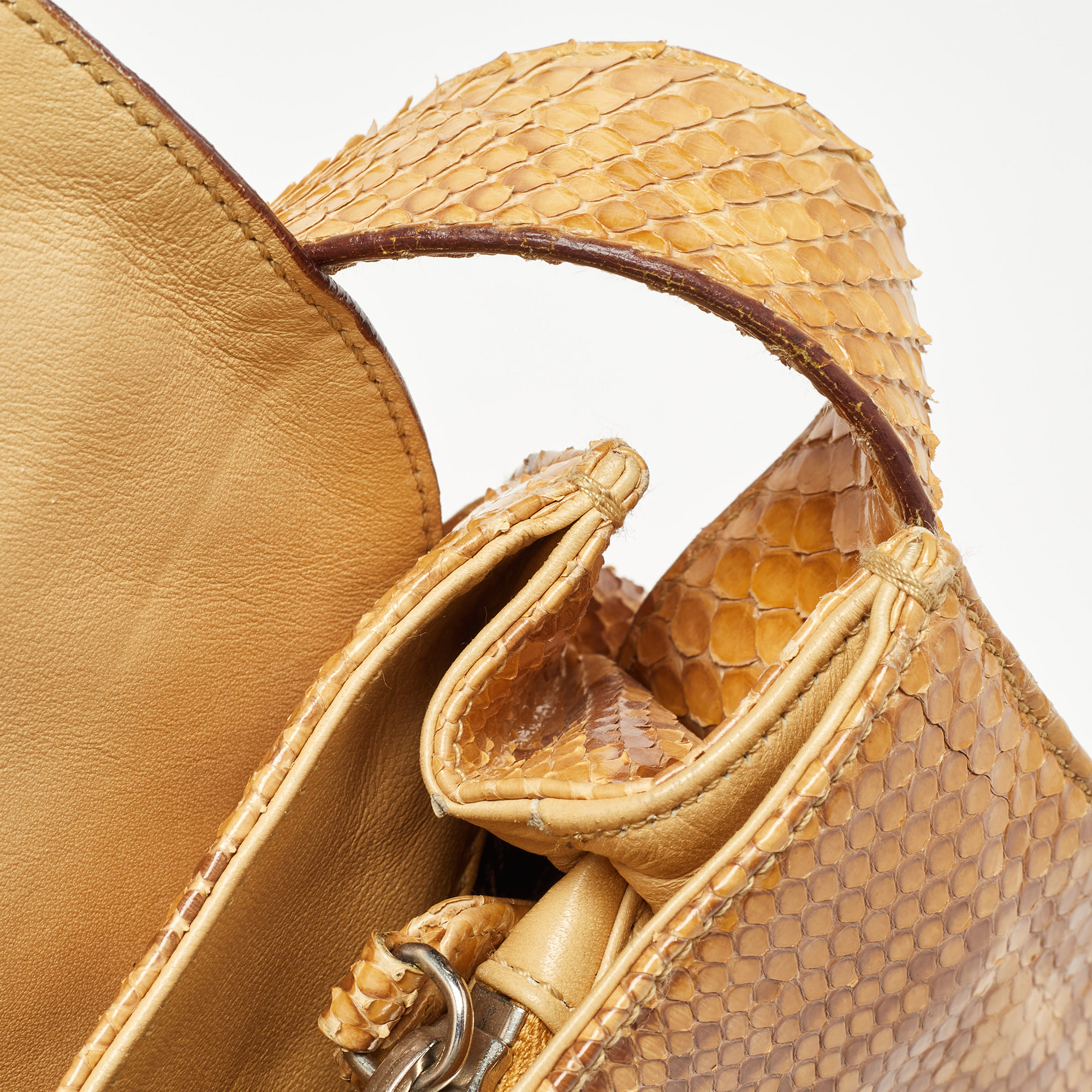 Prada Beige Python Flap Shoulder Bag