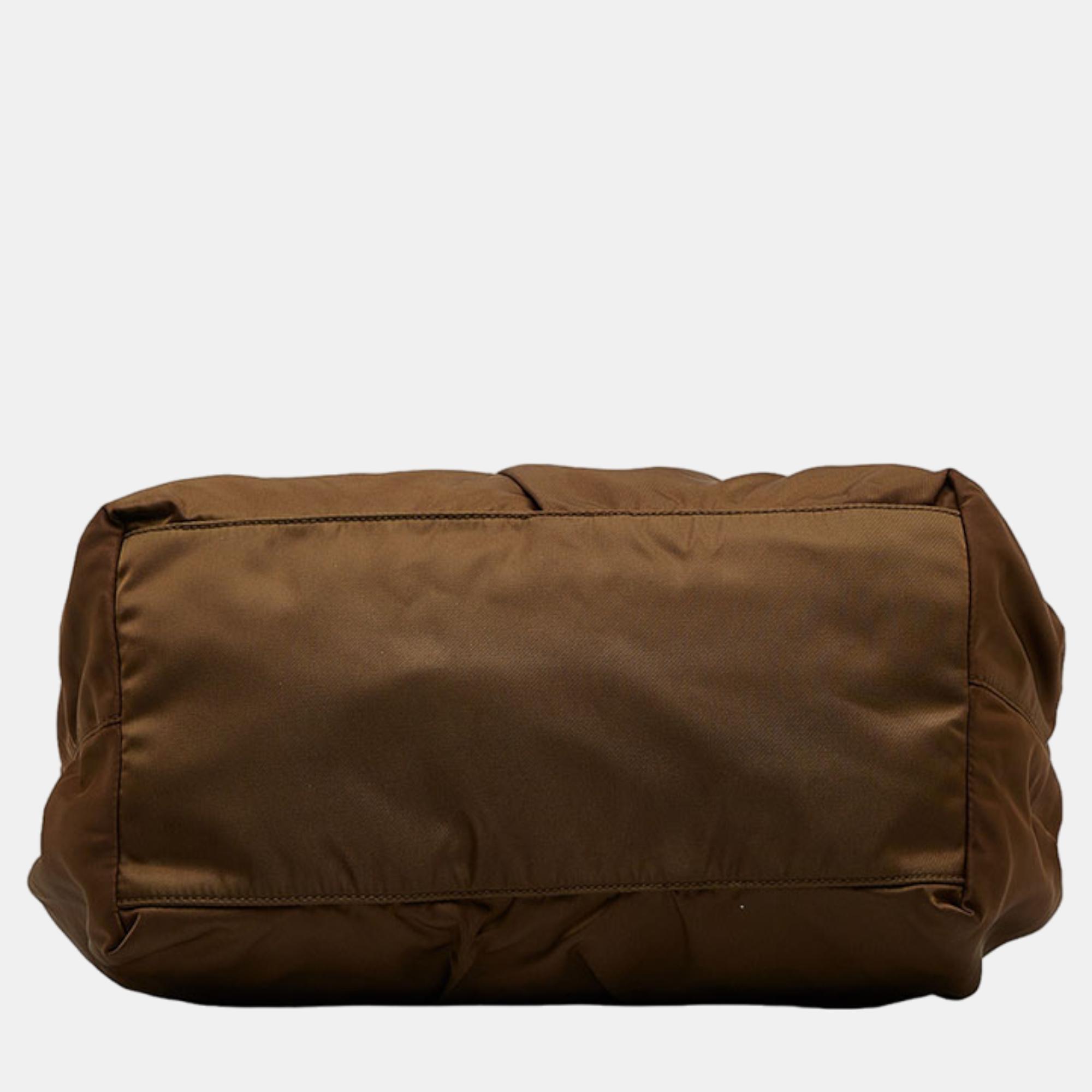 Prada Brown Canvas Tessuto Handbag