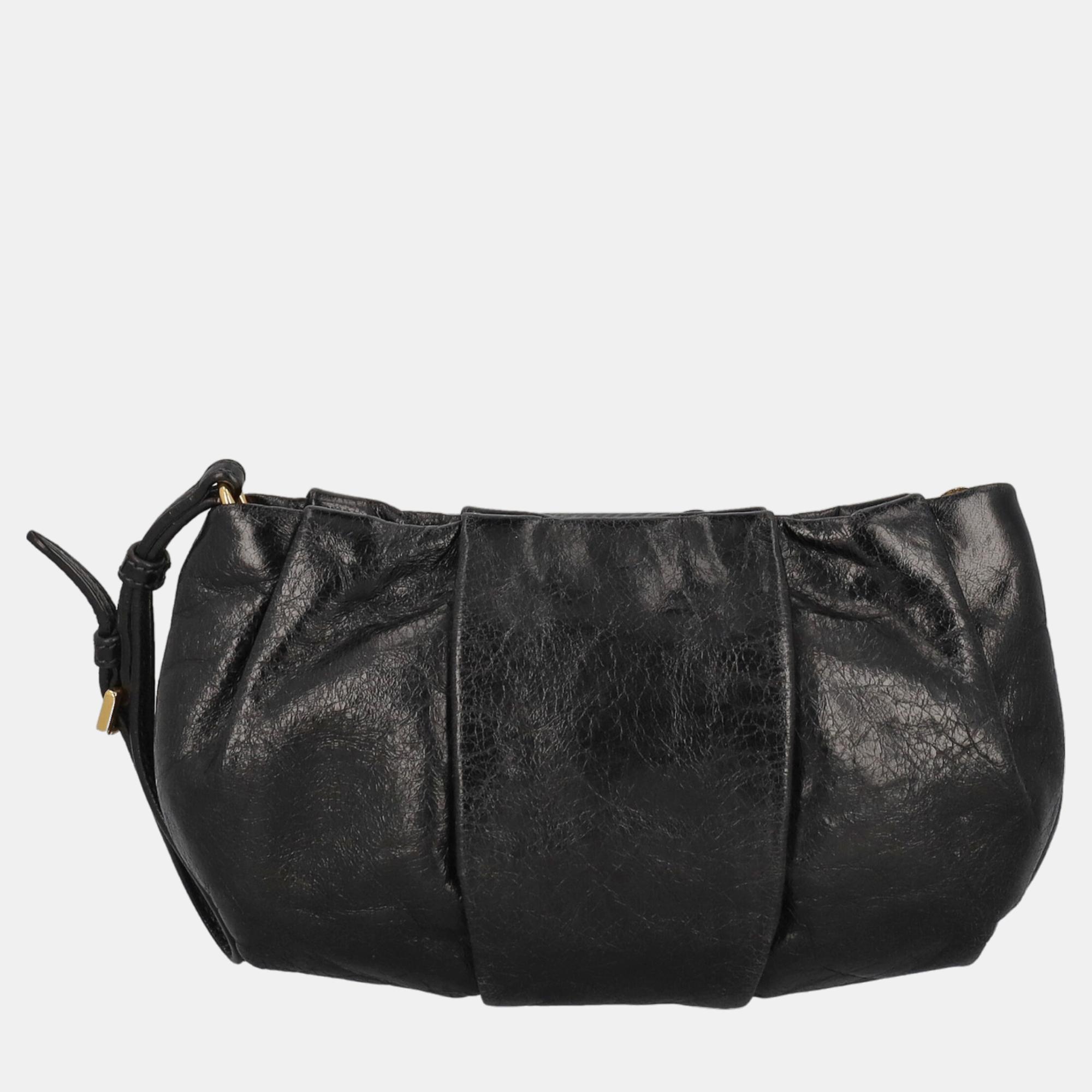 Prada  Women's Leather Clutch Bag - Black - One Size