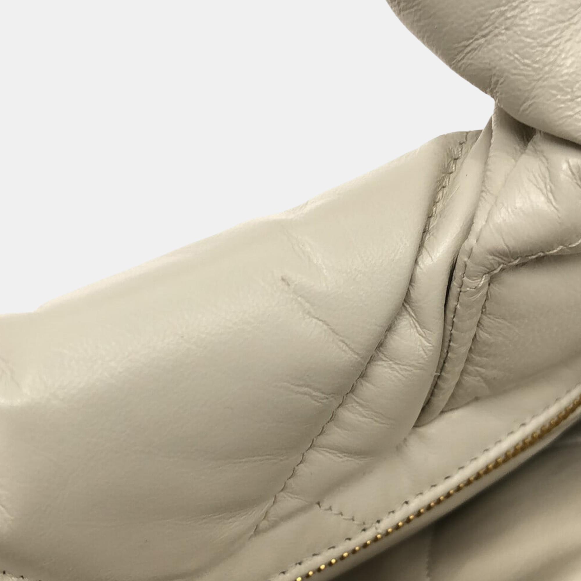 Prada White Embossed Logo Padded Nappa Leather Tote