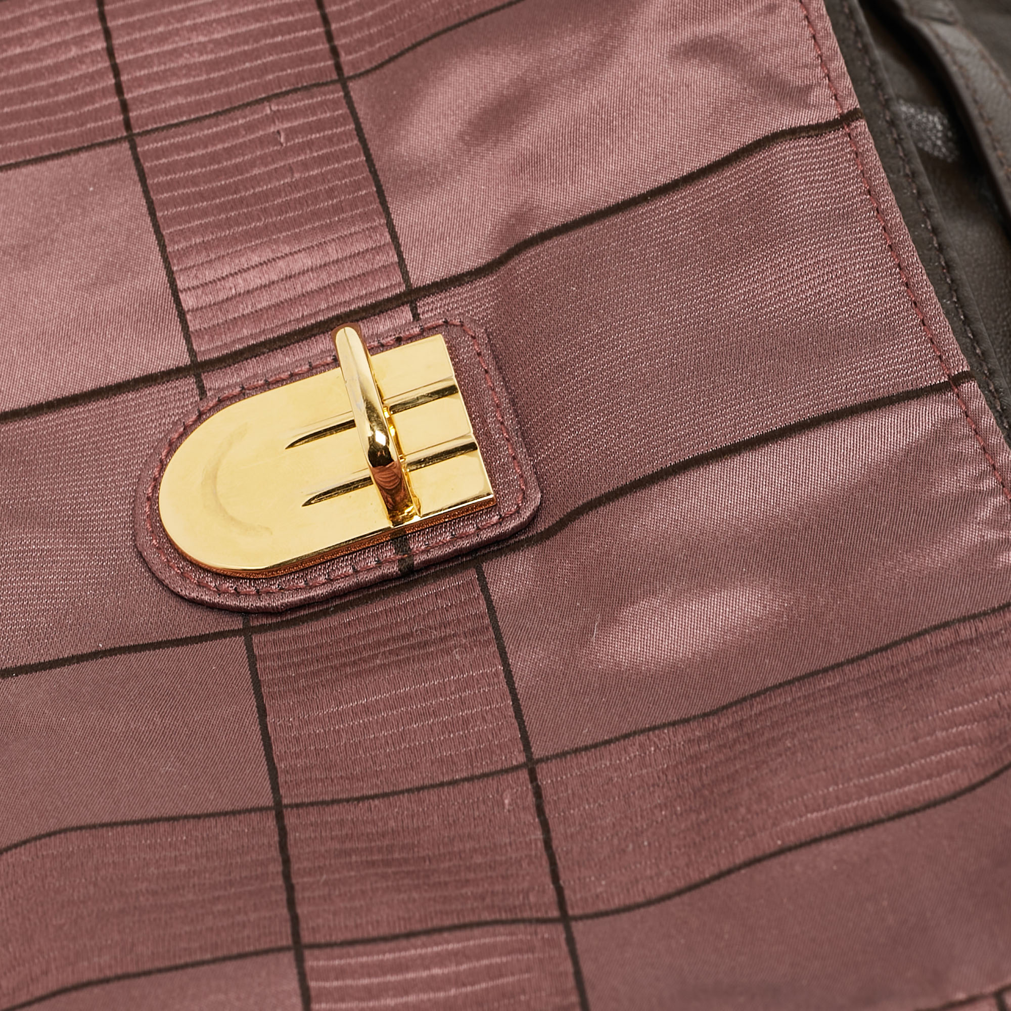 Prada Purple Square Satin Pushlock Flap Shoulder Bag