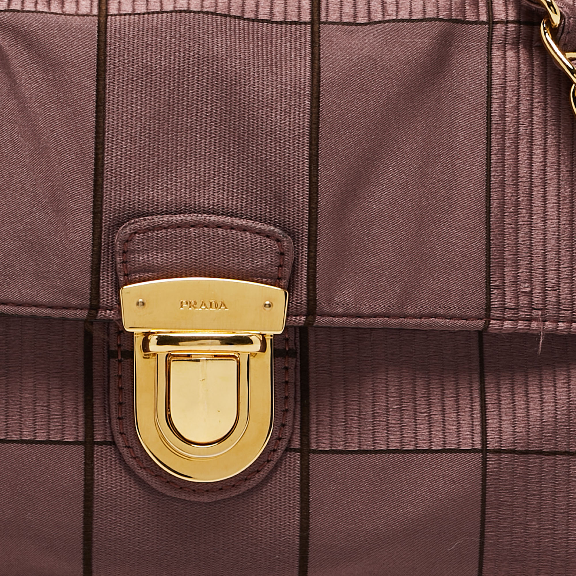 Prada Purple Square Satin Pushlock Flap Shoulder Bag