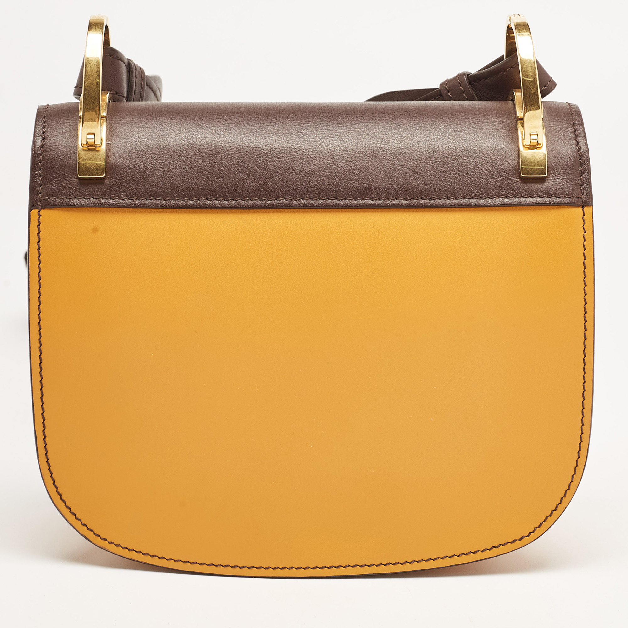 Prada Mustard Yellow/Choco Brown Leather Pionniere Saddle Bag