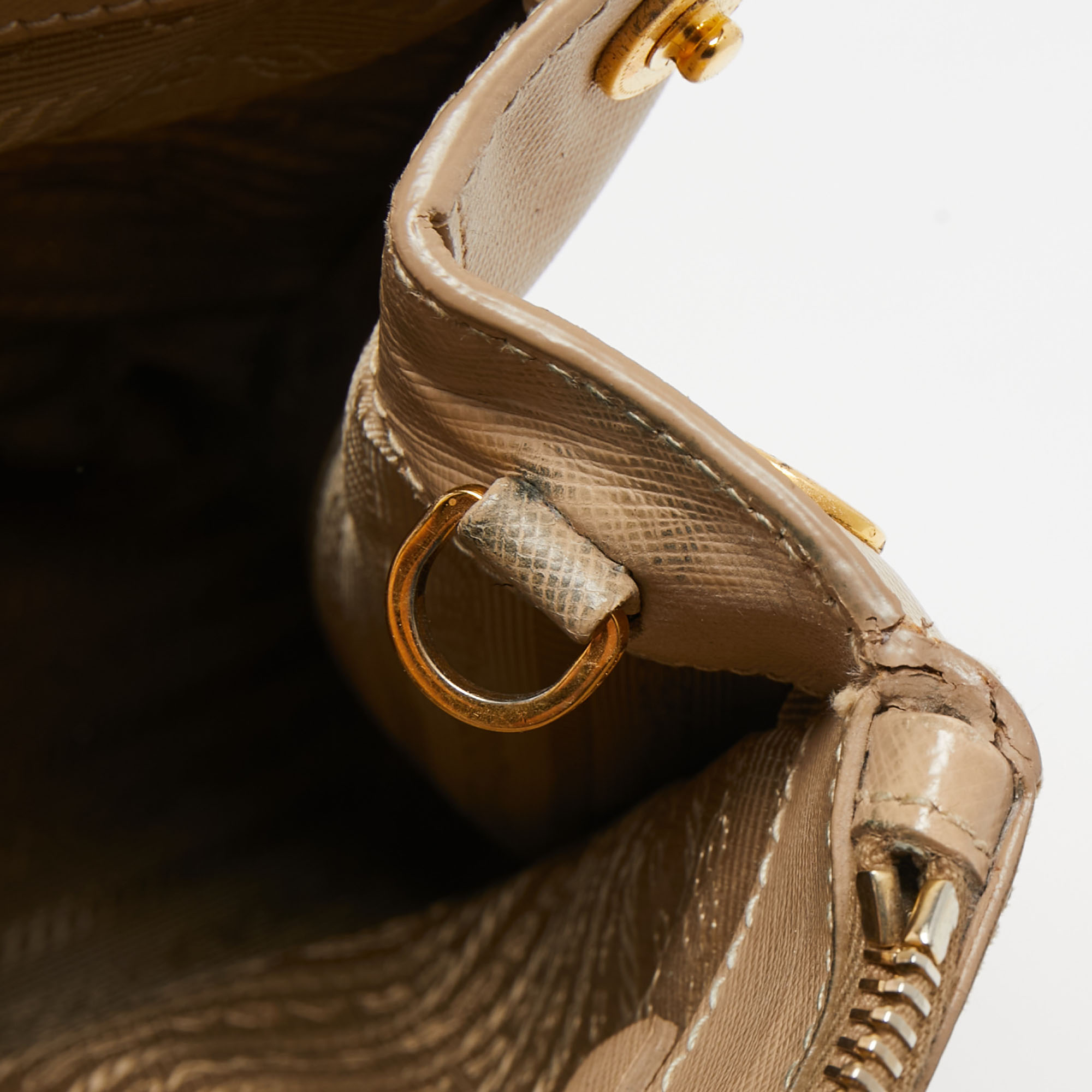 Prada Beige Saffiano Leather Medium Galleria Zip Tote