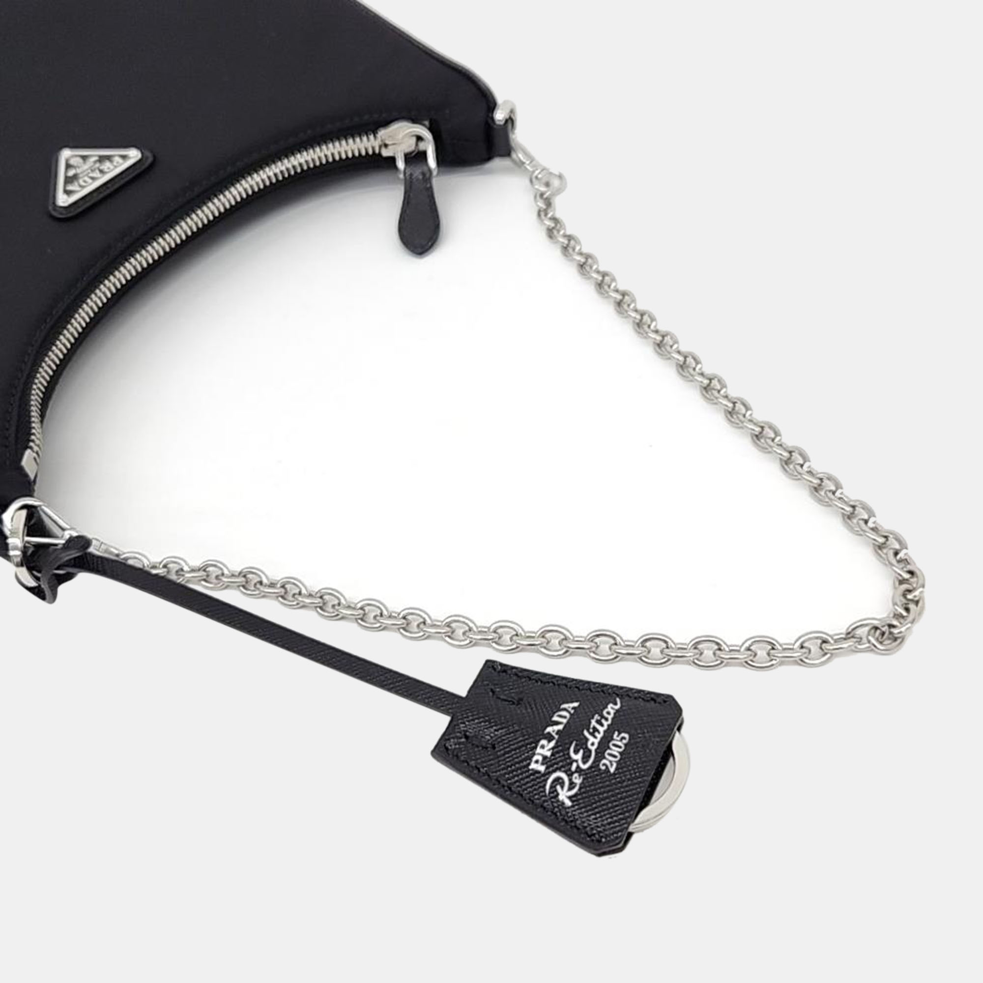 Prada Re-Nylon Tessuto Chain Strap Hobo Bag