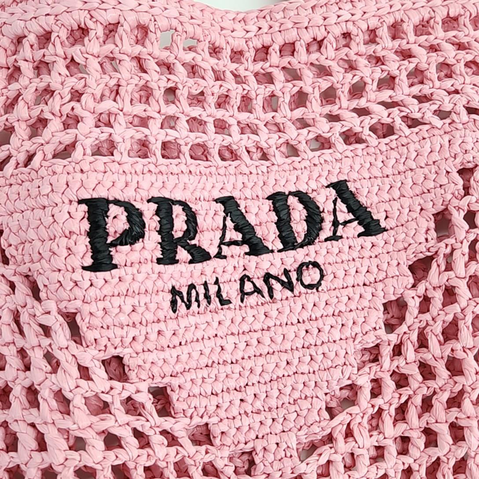 Prada Raffia Pink Shoulder Bag
